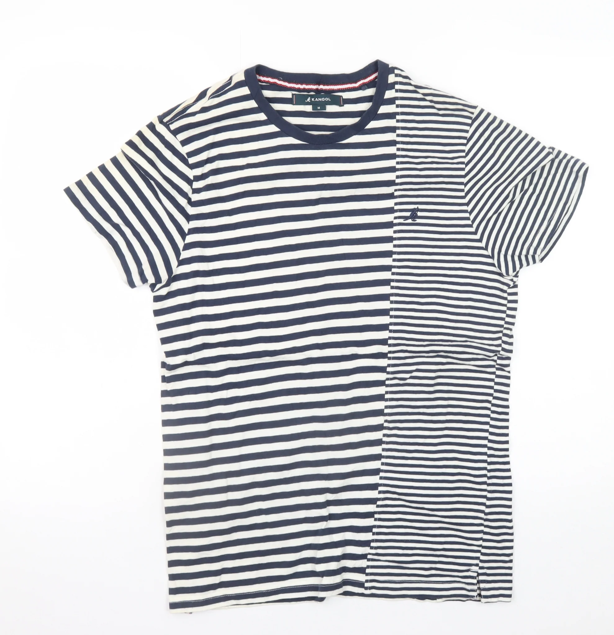 Kangol Women's Blue Striped Short Sleeve Cotton T-Shirt Size M
