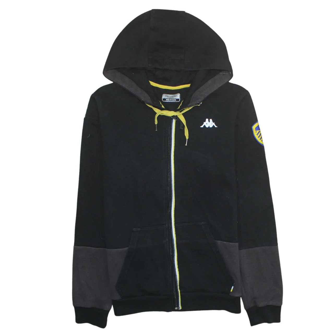 Kappa Men's Black Full Zip Hoodie Medium Leeds United Sportswear