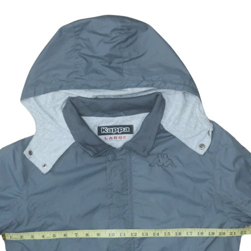 Kappa Men's Blue Nylon Hooded Windbreaker Jacket Size L - Image 2