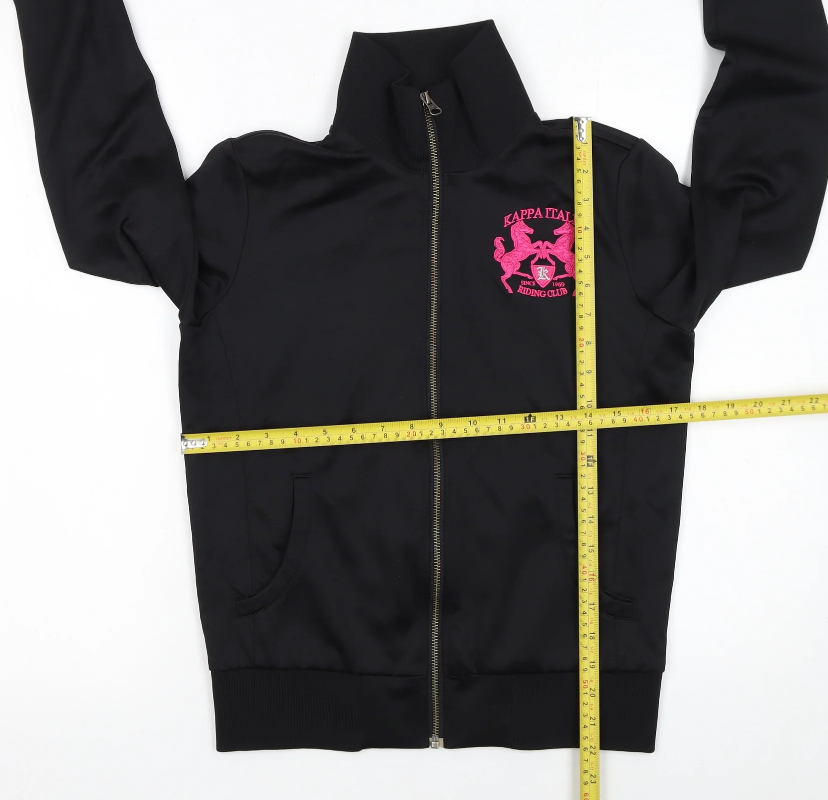 Kappa Women’s Black Track Jacket L Riding Club Logo Zip Front - Image 2