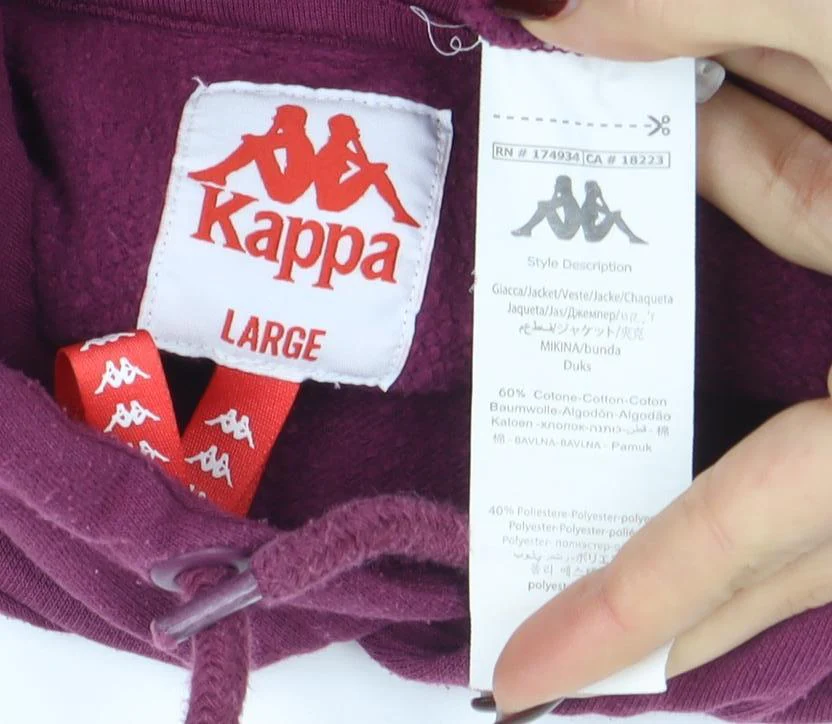 Kappa Womens Purple Hoodie Large Pullover Cotton Blend Casual - Image 4