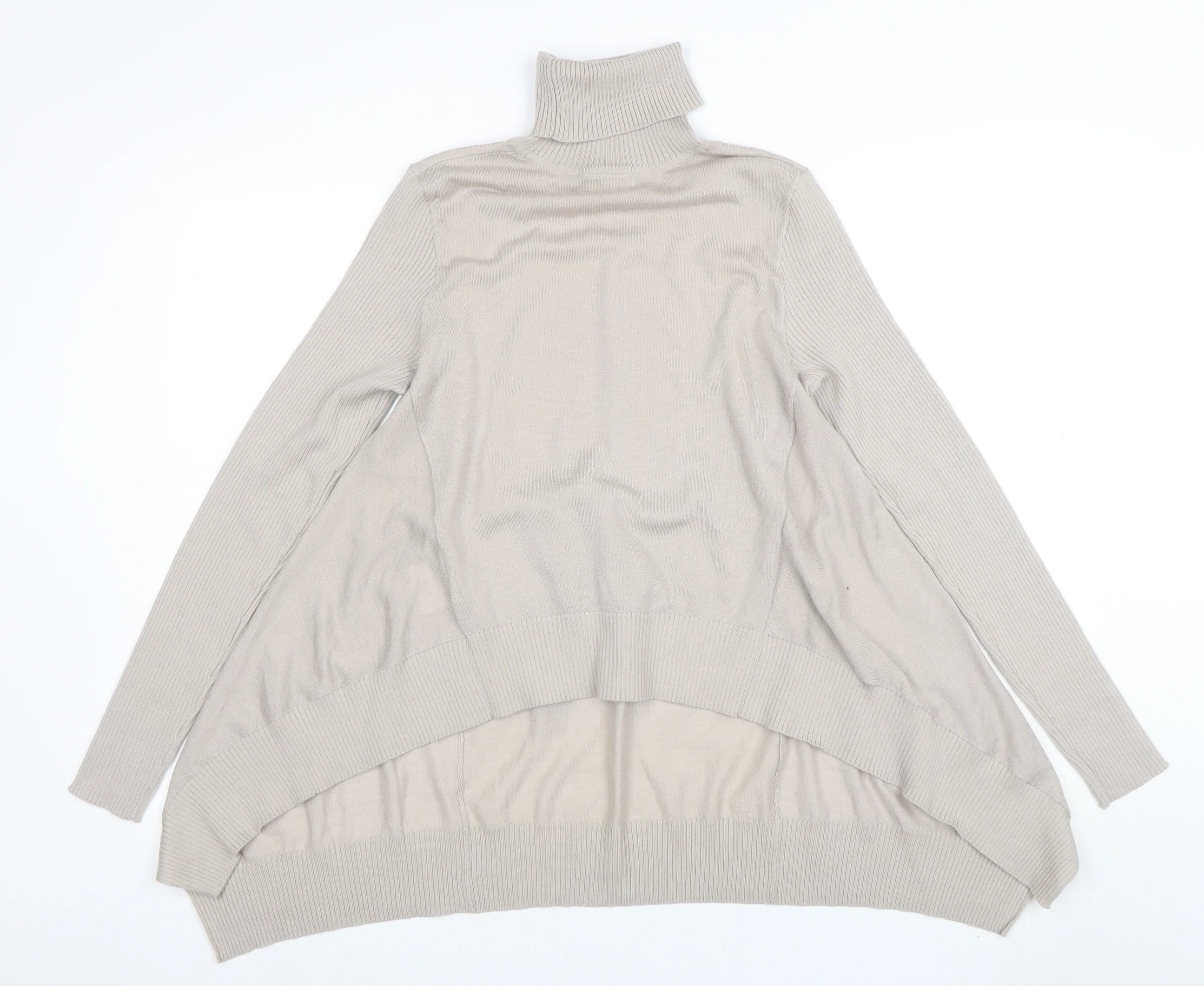 Karen Millen Women Beige Roll Neck Merino Wool Jumper Size 10