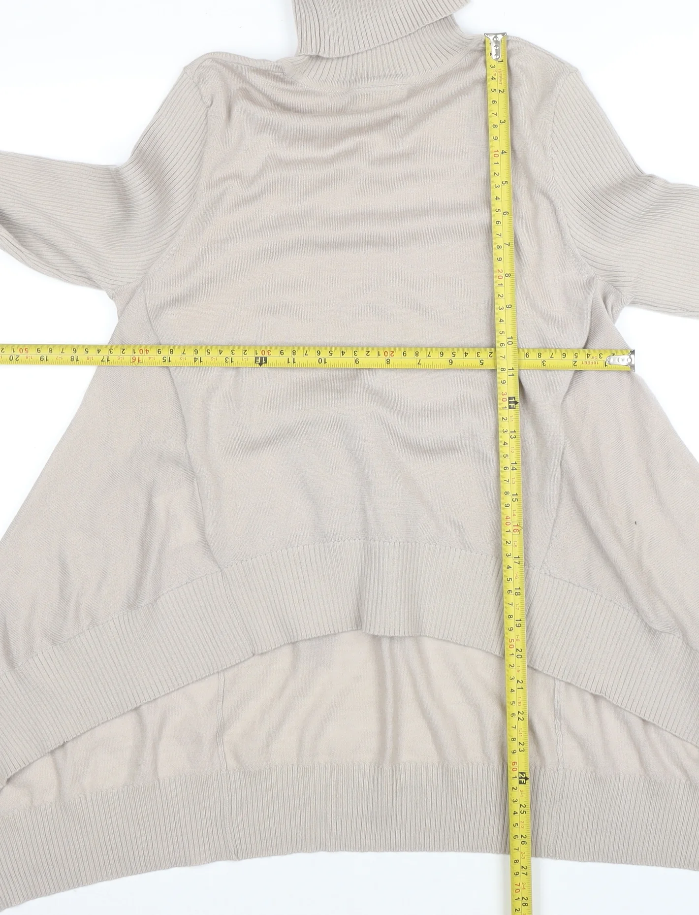 Karen Millen Women Beige Roll Neck Merino Wool Jumper Size 10 - Image 2