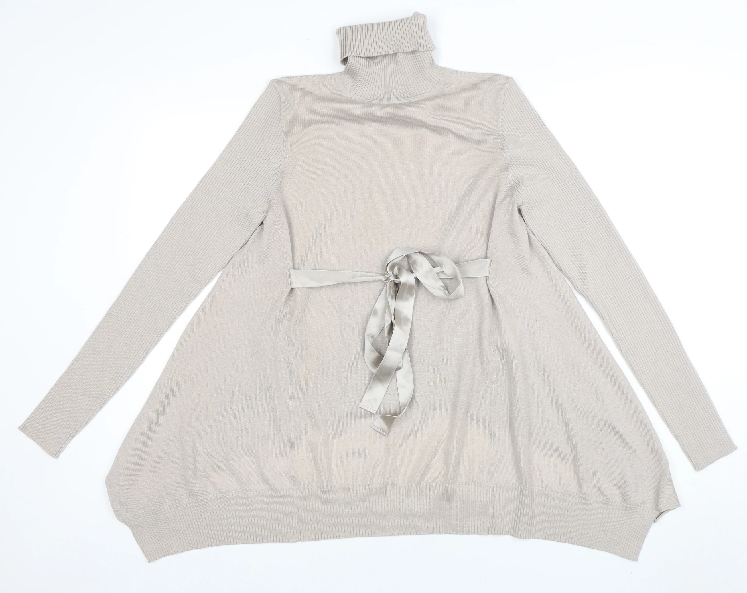 Karen Millen Women Beige Roll Neck Merino Wool Jumper Size 10 - Image 3