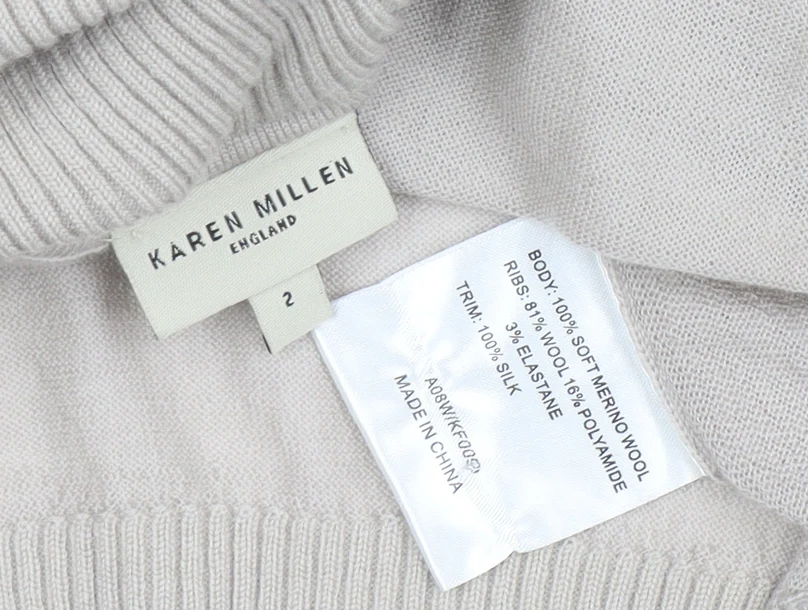 Karen Millen Women Beige Roll Neck Merino Wool Jumper Size 10 - Image 4