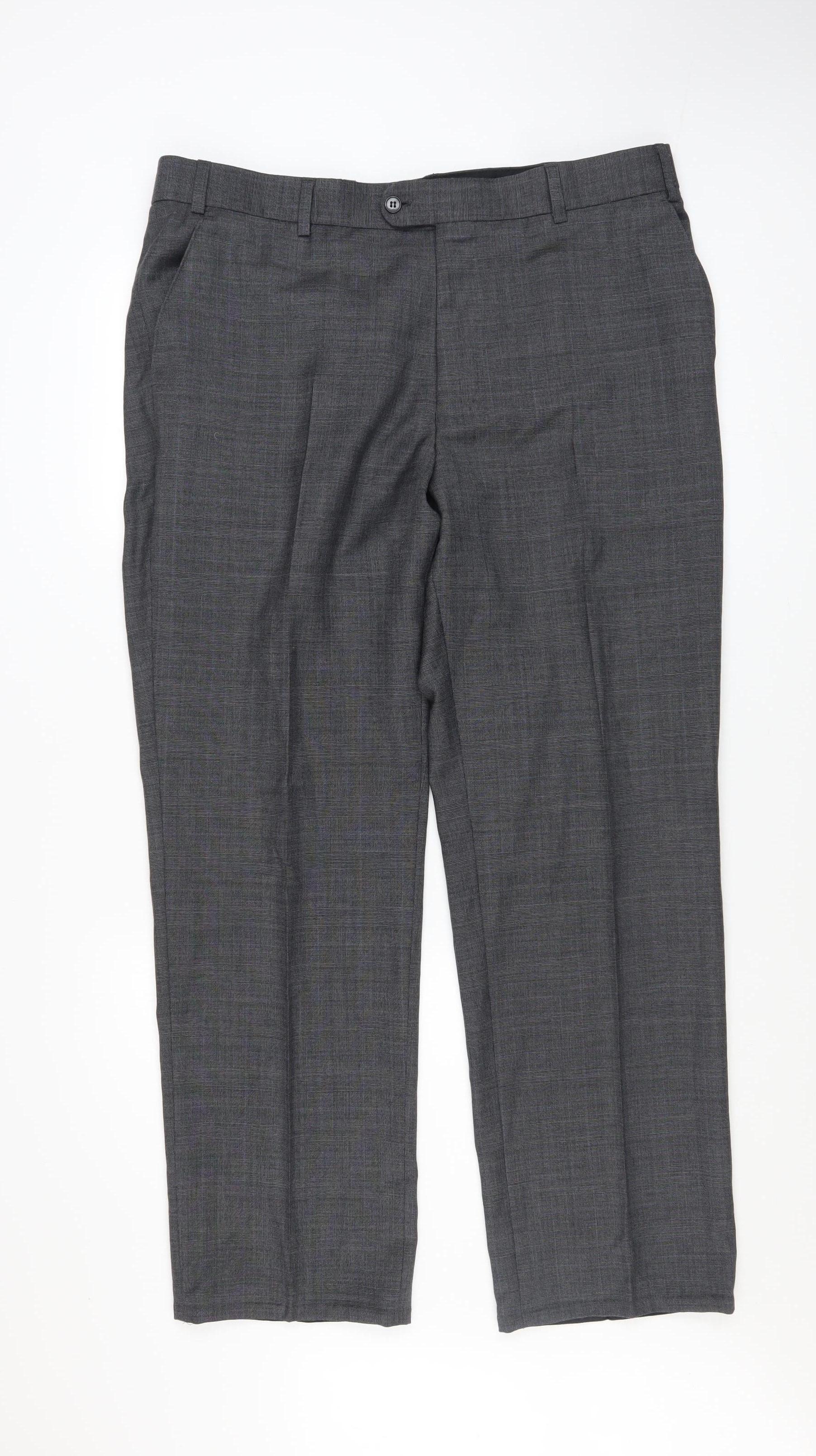 Karl Jackson Men's Grey Wool Regular Fit Dress Trousers 38in Waist