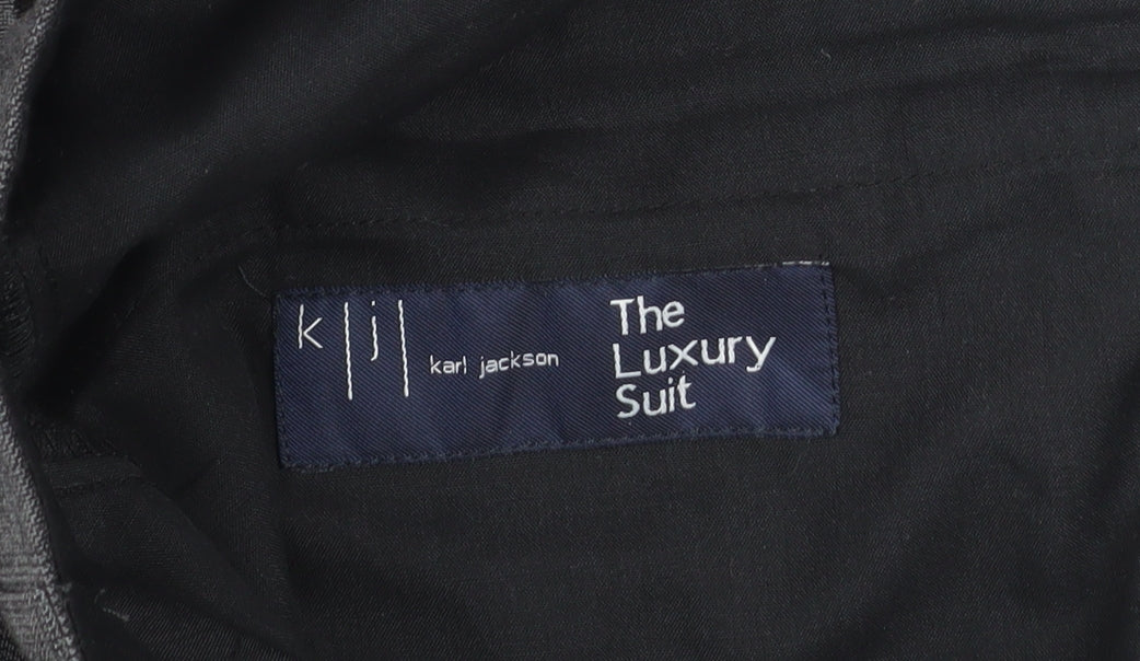 Karl Jackson Men's Grey Wool Regular Fit Dress Trousers 38in Waist - Image 4