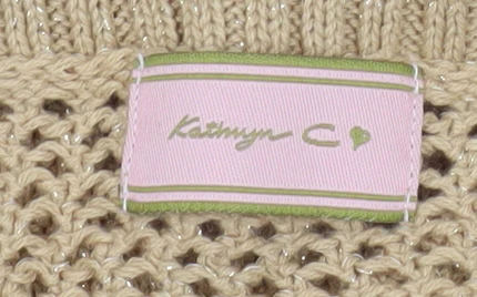 Kathryn C Womens Beige Cowl Neck Open Knit Pullover Jumper Size M - Image 4