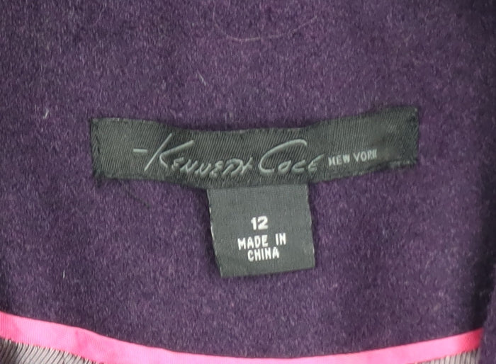 Kenneth Cole Women's Purple Wool Blend Pea Coat Size 12 - Image 4
