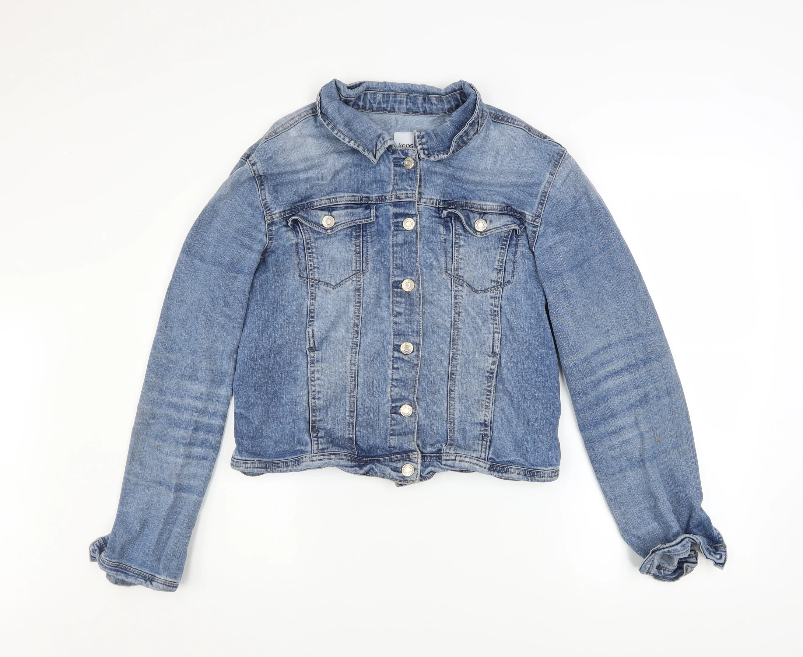 Kensie Jeans Women's Blue Denim Button Jacket Size L Casual Classic