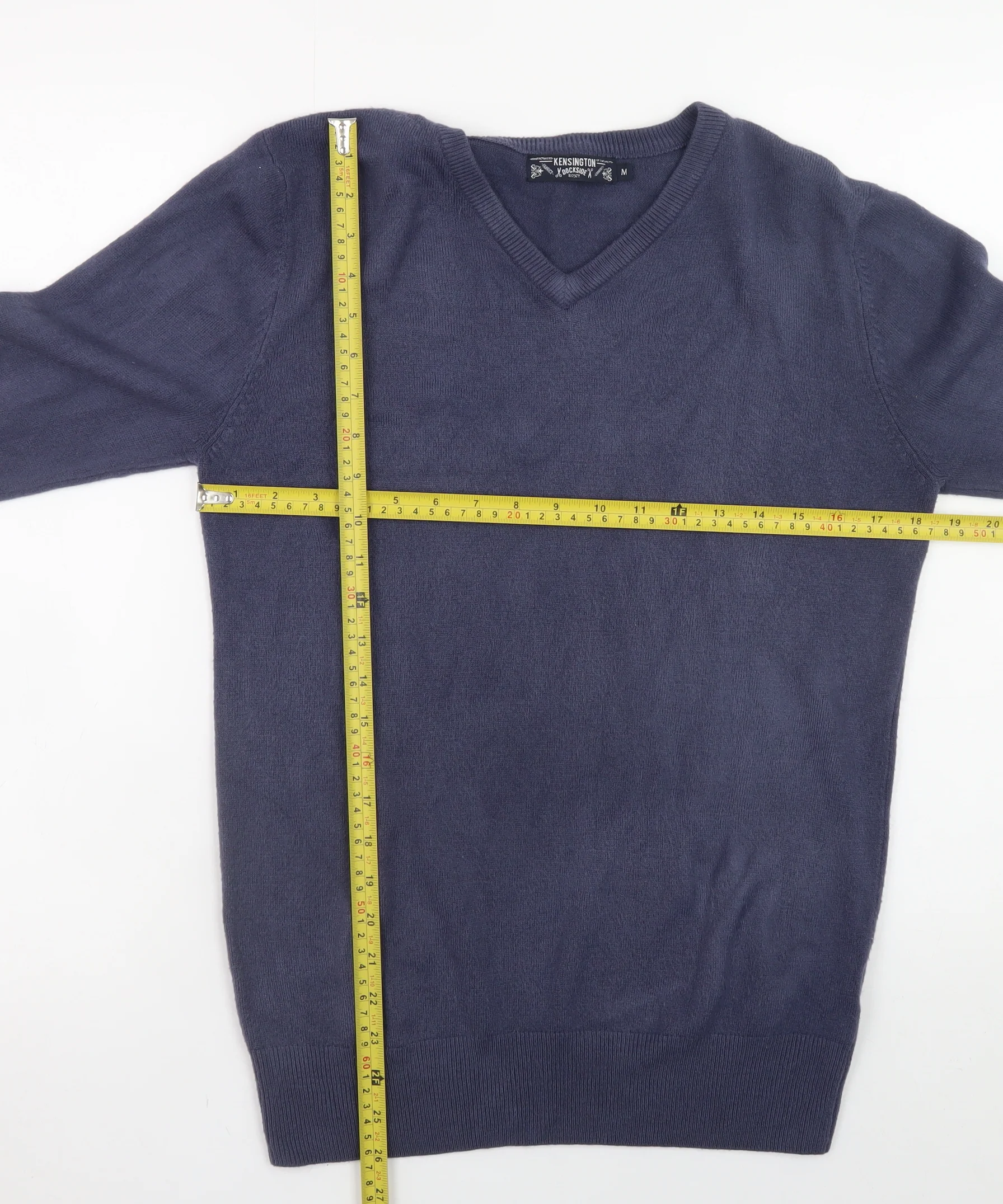 Kensington Dockside Men's Blue V-Neck Pullover Jumper M - Image 2