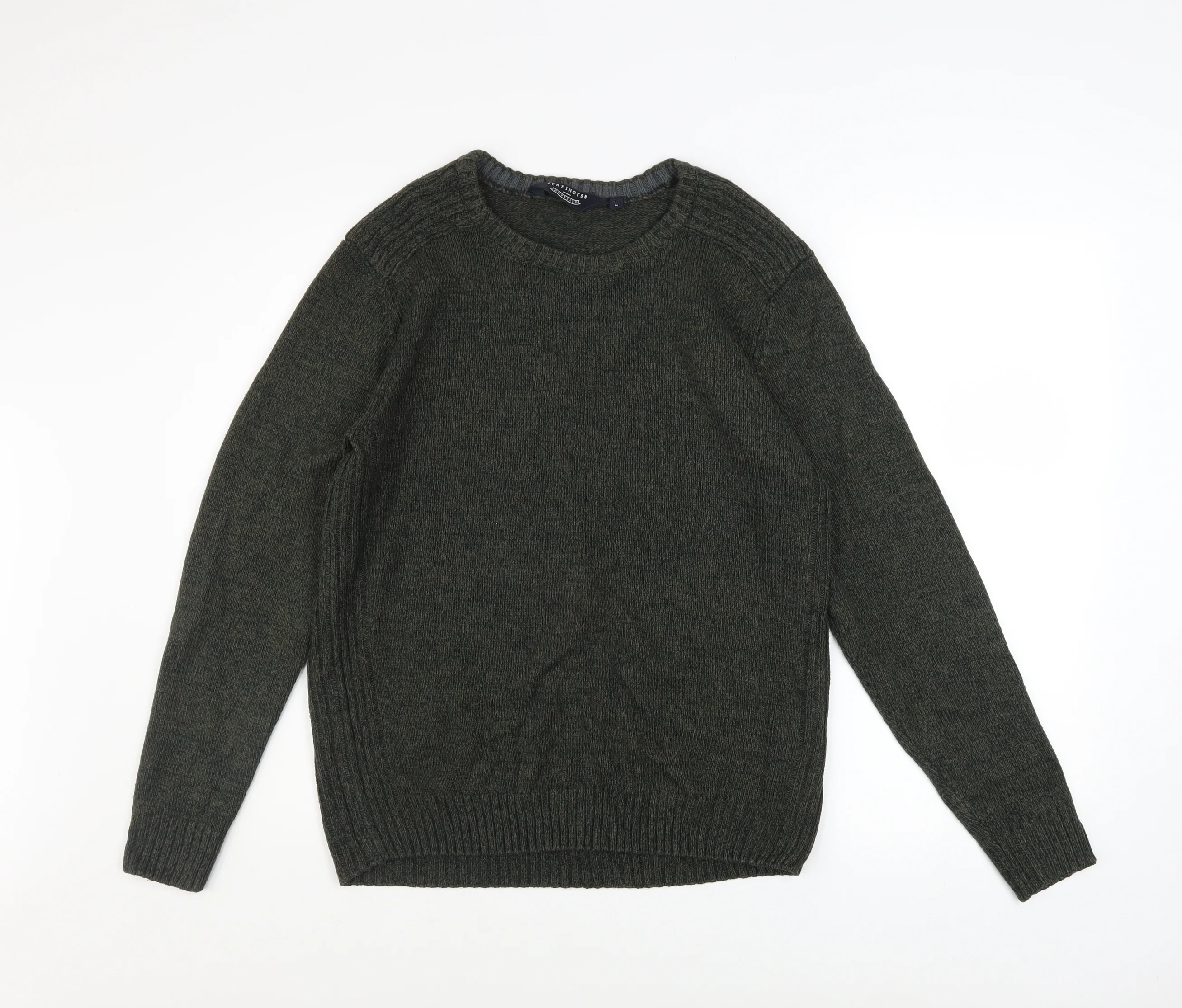 Kensington Eastside Men's Green L Crew Neck Acrylic Knit Jumper