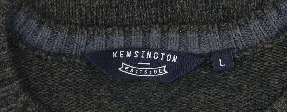 Kensington Eastside Men's Green L Crew Neck Acrylic Knit Jumper - Image 5