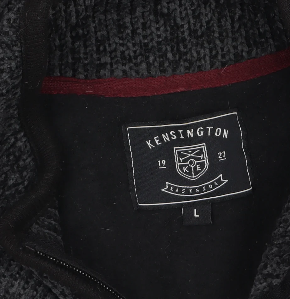 Kensington Eastside Men's Grey Knit 1/4 Zip High Neck Sweatshirt L - Image 5