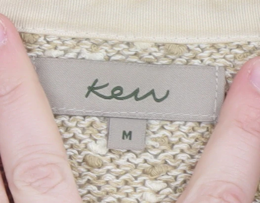 Kew Women Beige Knit Collared Cardigan M Chunky Knit Jumper - Image 4