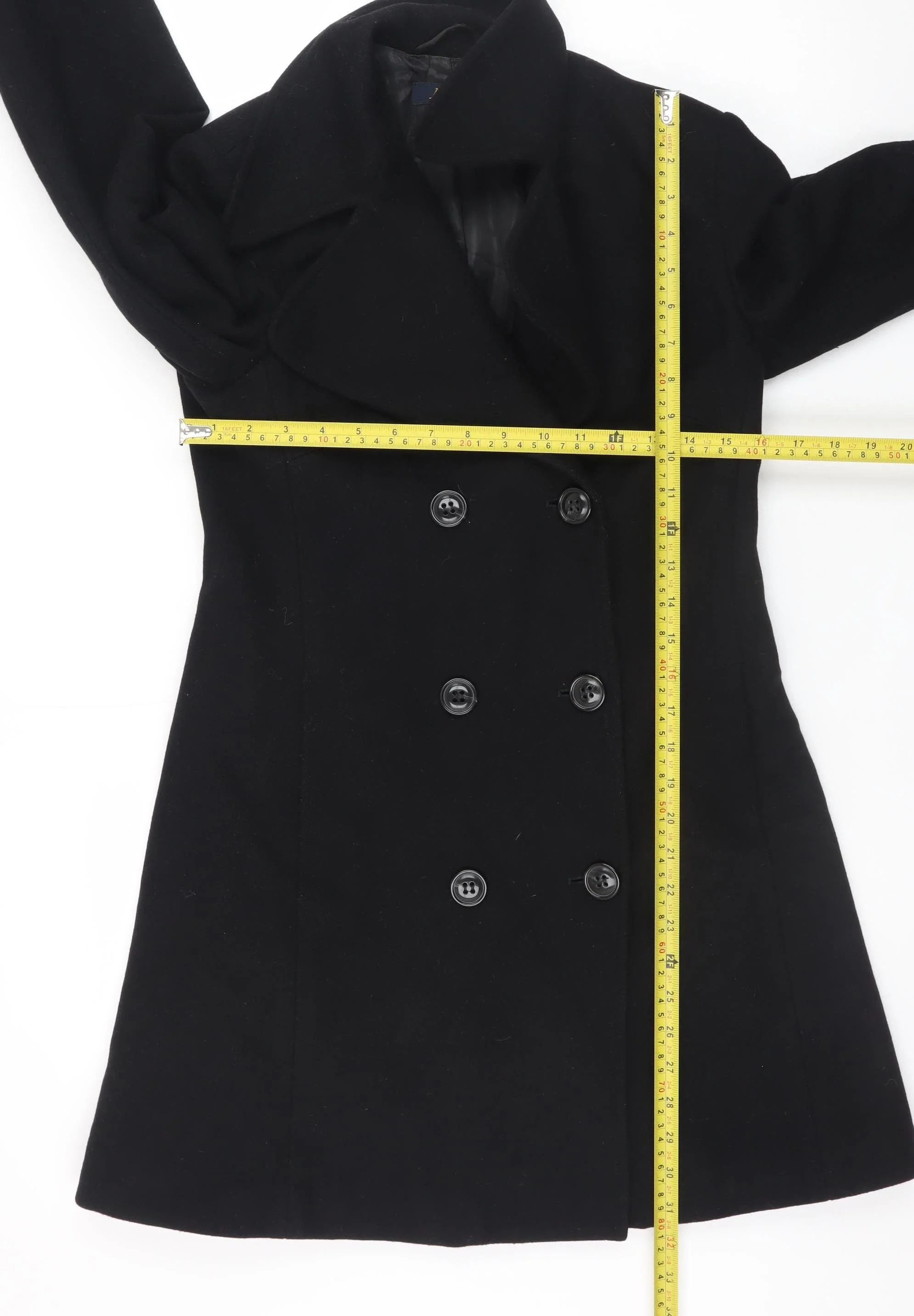 Killah Women's Black Wool Pea Coat XS Mid-Length Classic Style - Image 2