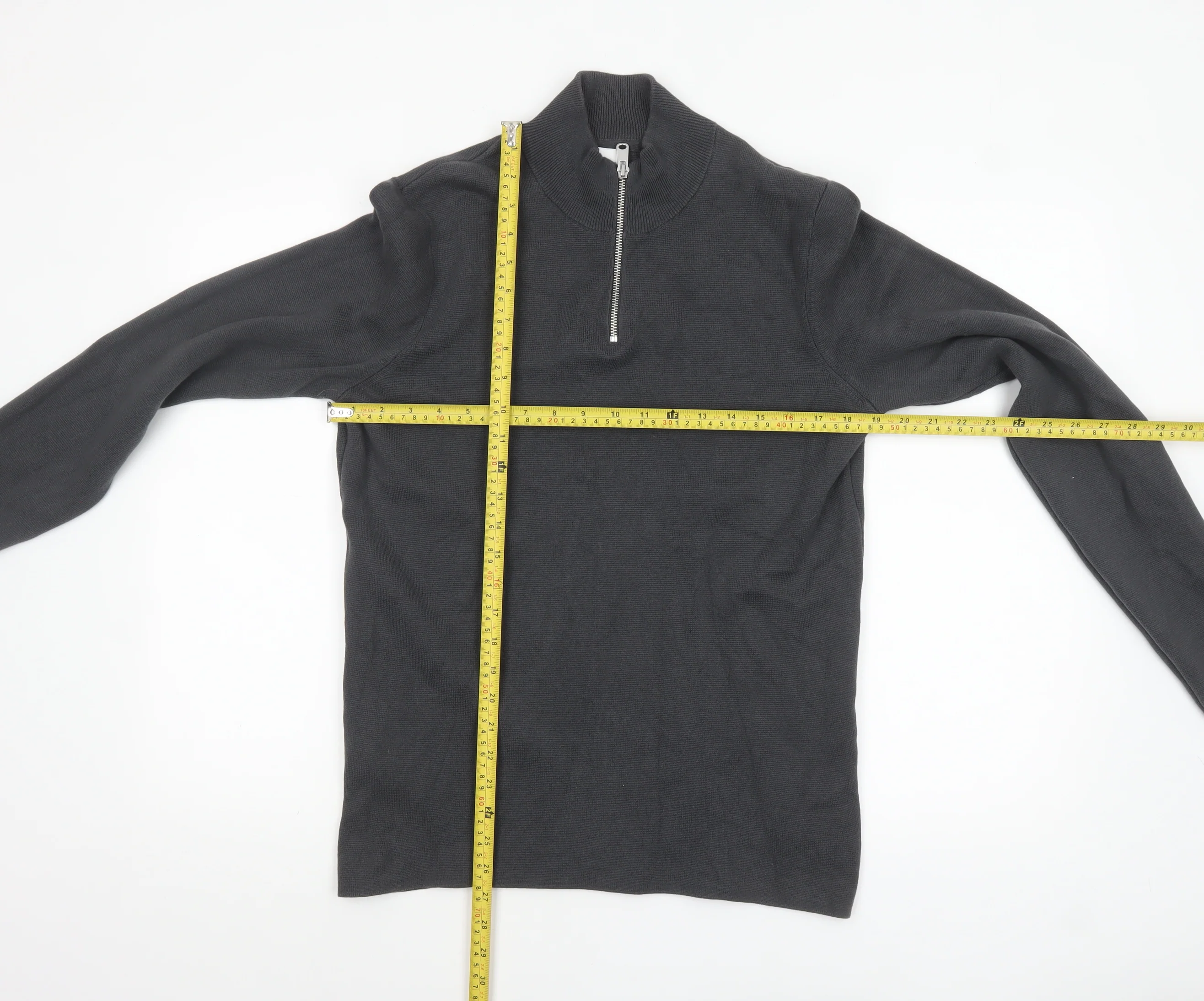 Kin Men's Black Cotton 1/2 Zip High Neck Jumper Size M - Image 2