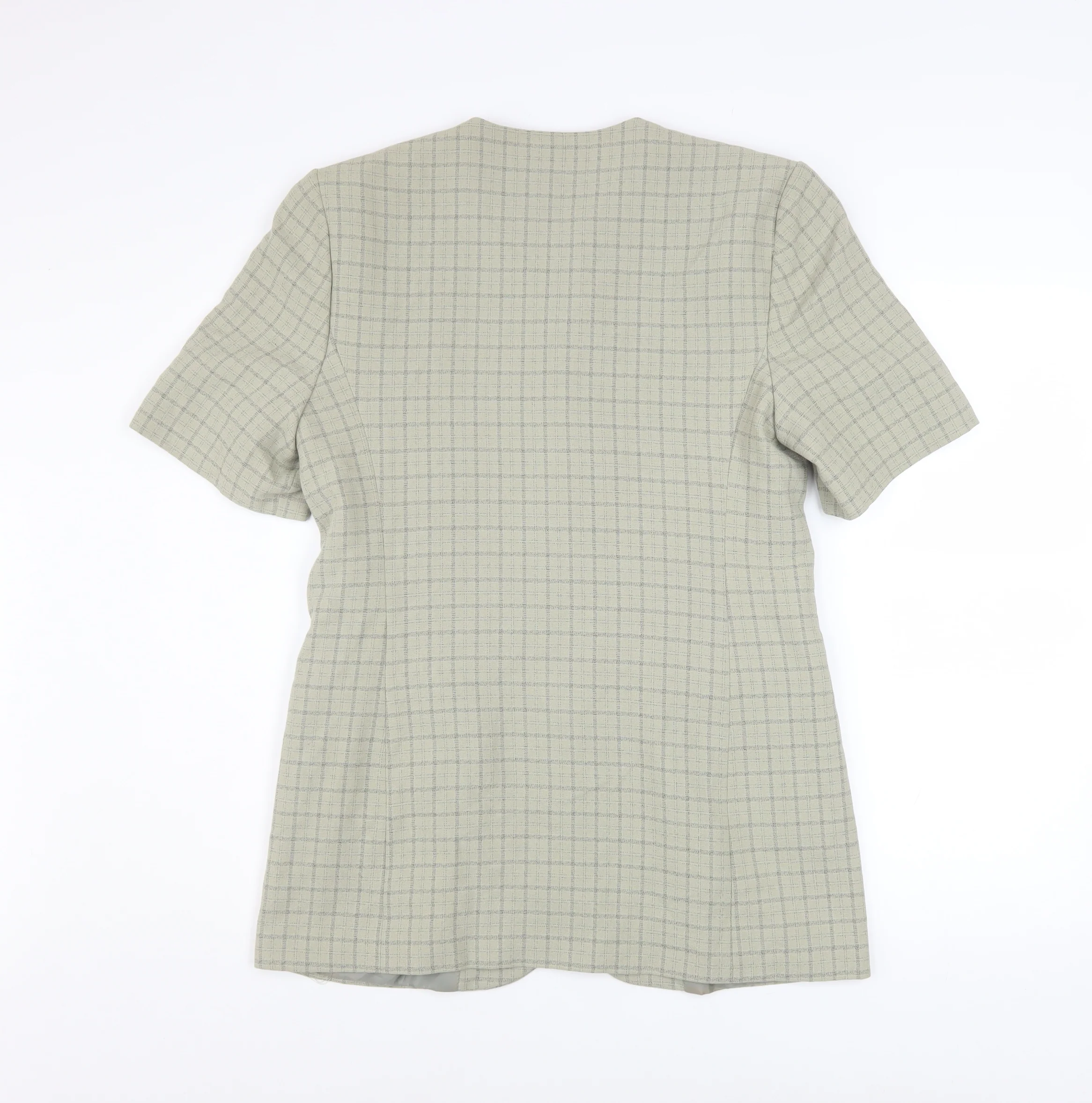 Klass Collection Women's Beige Check Short Sleeve Blazer Size 10 - Image 3