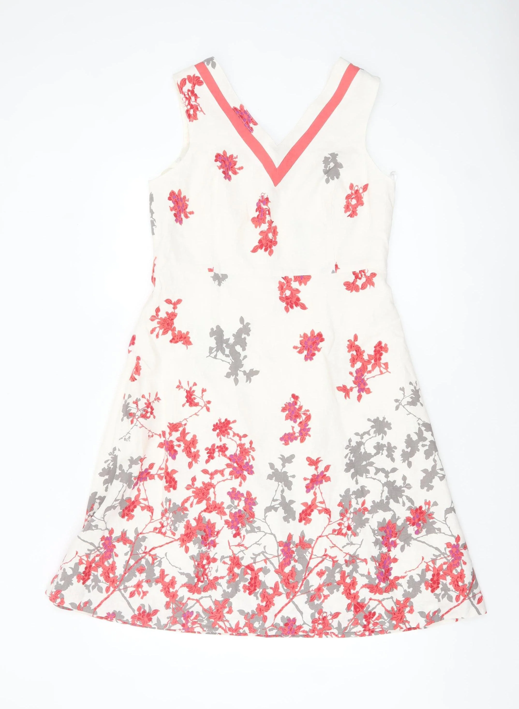 Klass Collection Women's Ivory Floral A-Line Dress Size 12