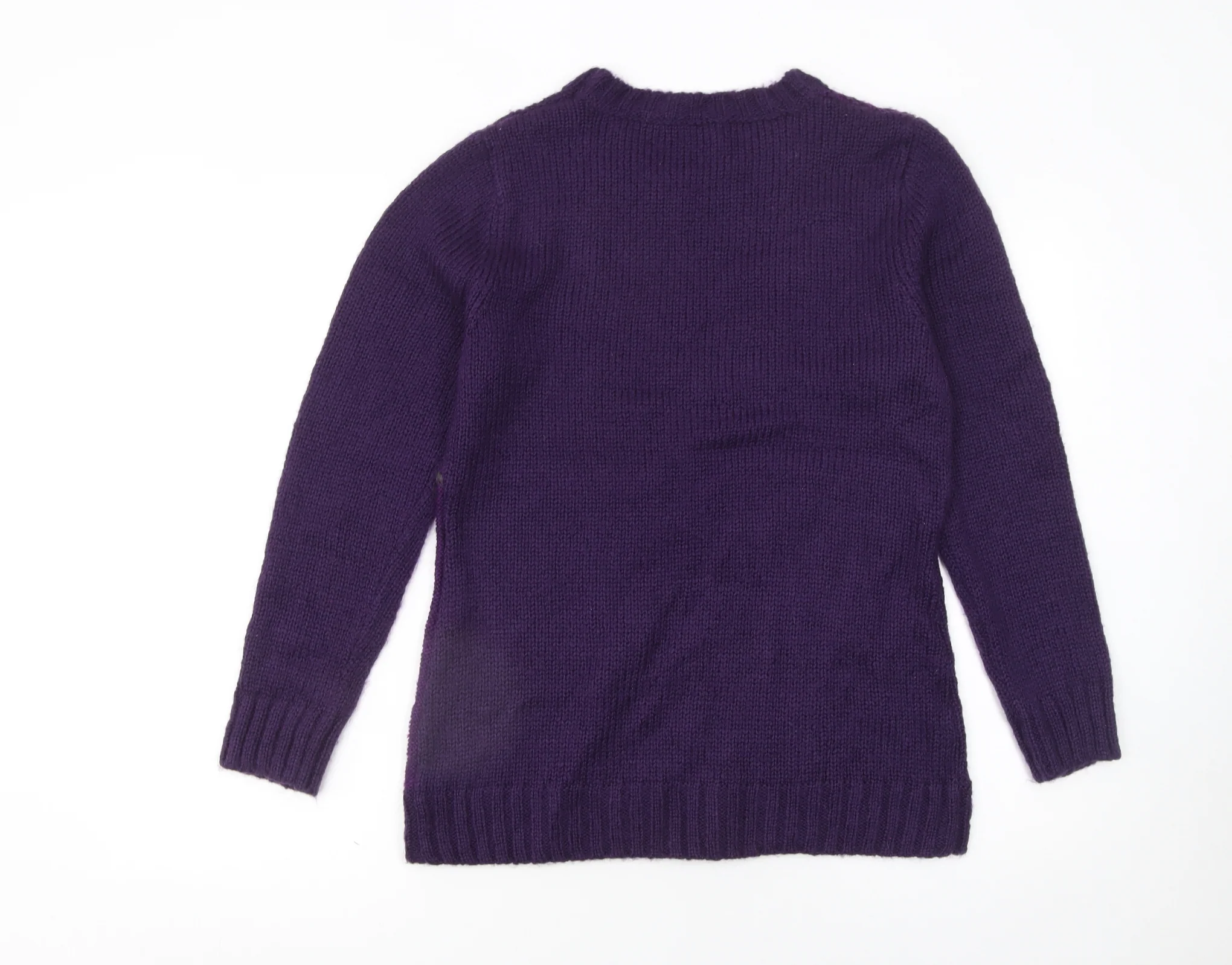 Klass Collection Women's Purple Cable-Knit Pullover Jumper Size L - Image 3