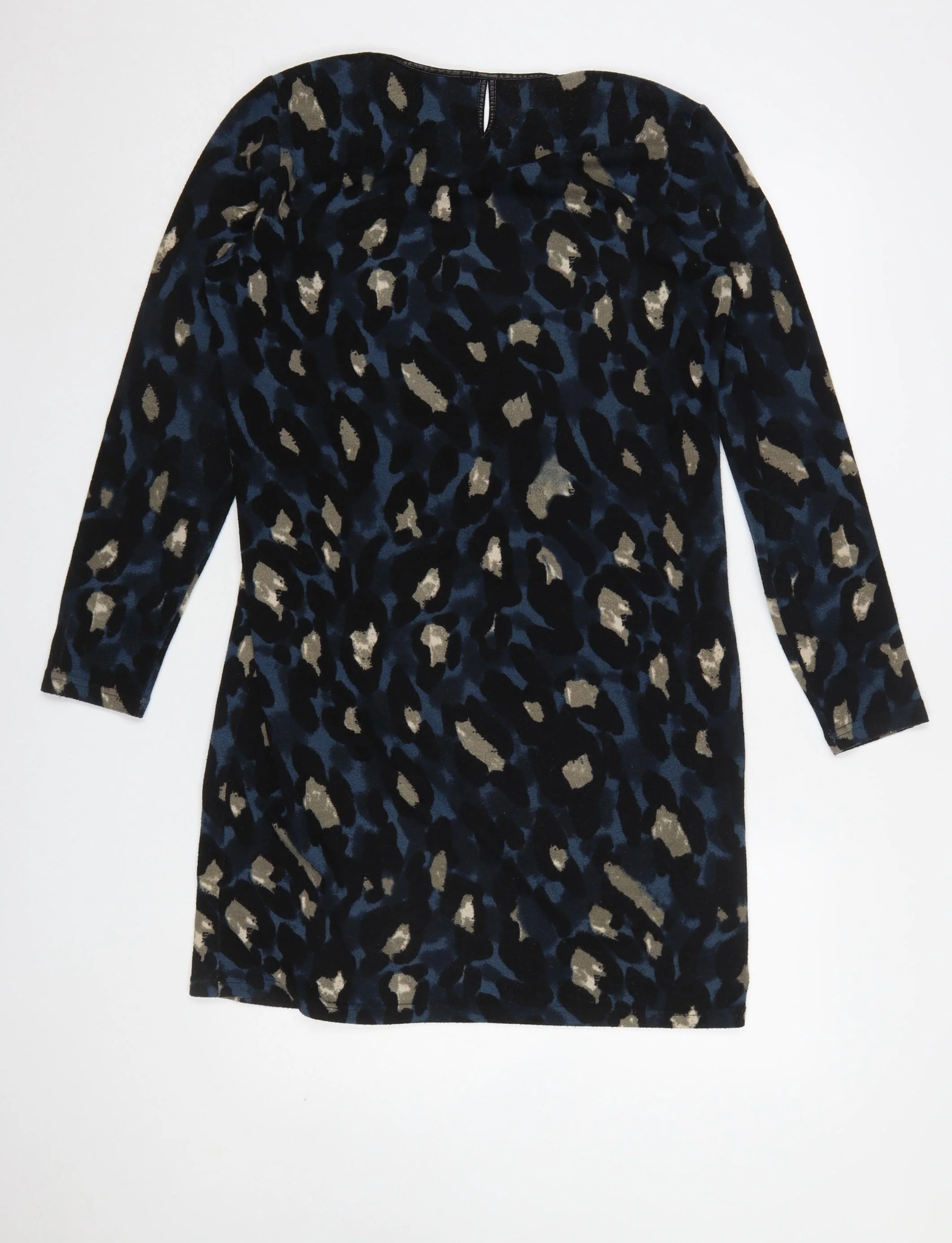 Klass Women Blue Animal Print Shift Dress Size M Long Sleeve - Image 3
