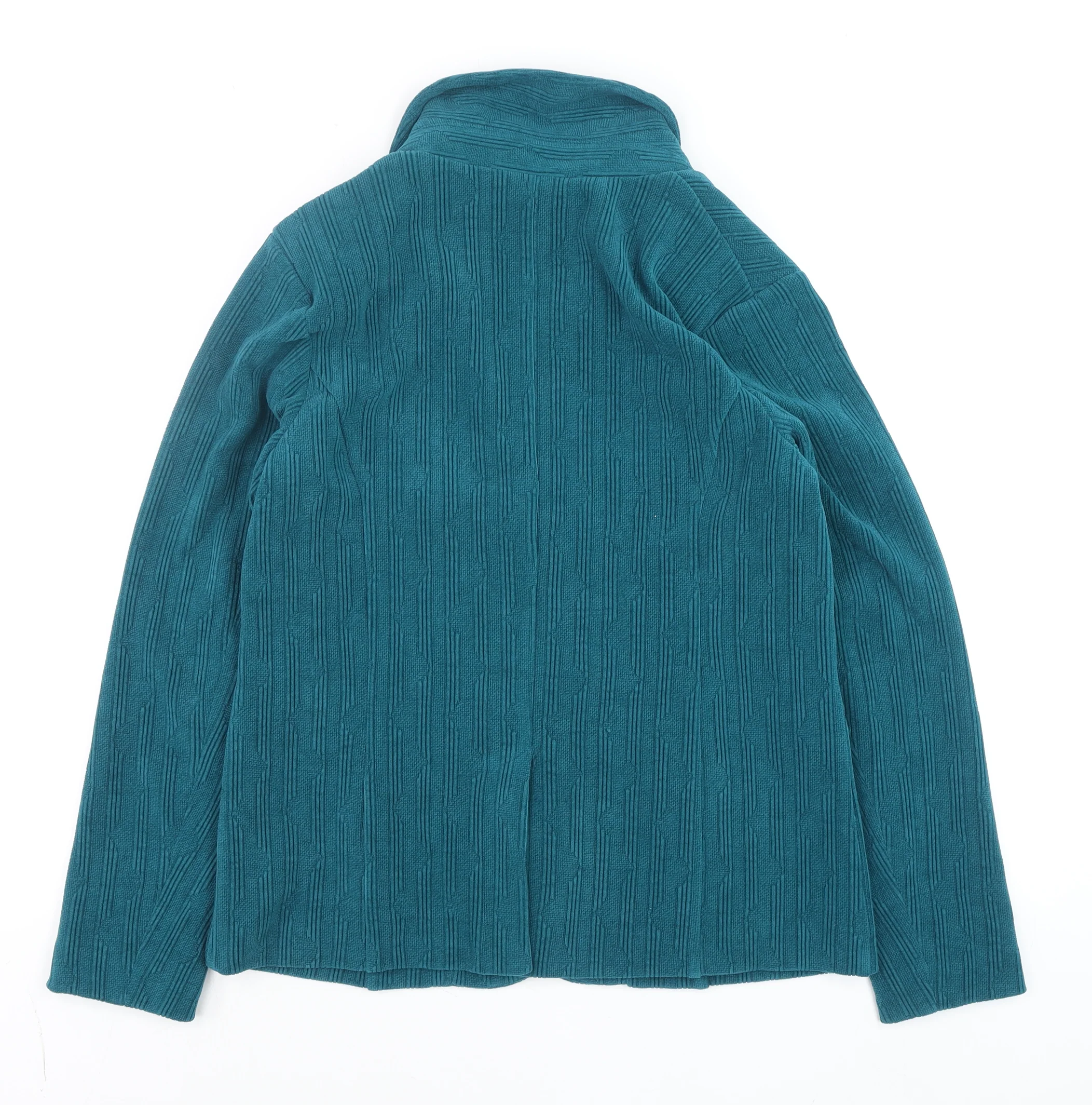 Klass Women Blue Size 10 Textured Knit Button Blazer Jacket - Image 3