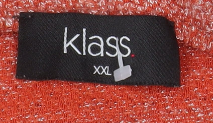 Klass Womens Red Knit Wrap Blouse 2XL Cowl Neck Long Sleeve Top - Image 4