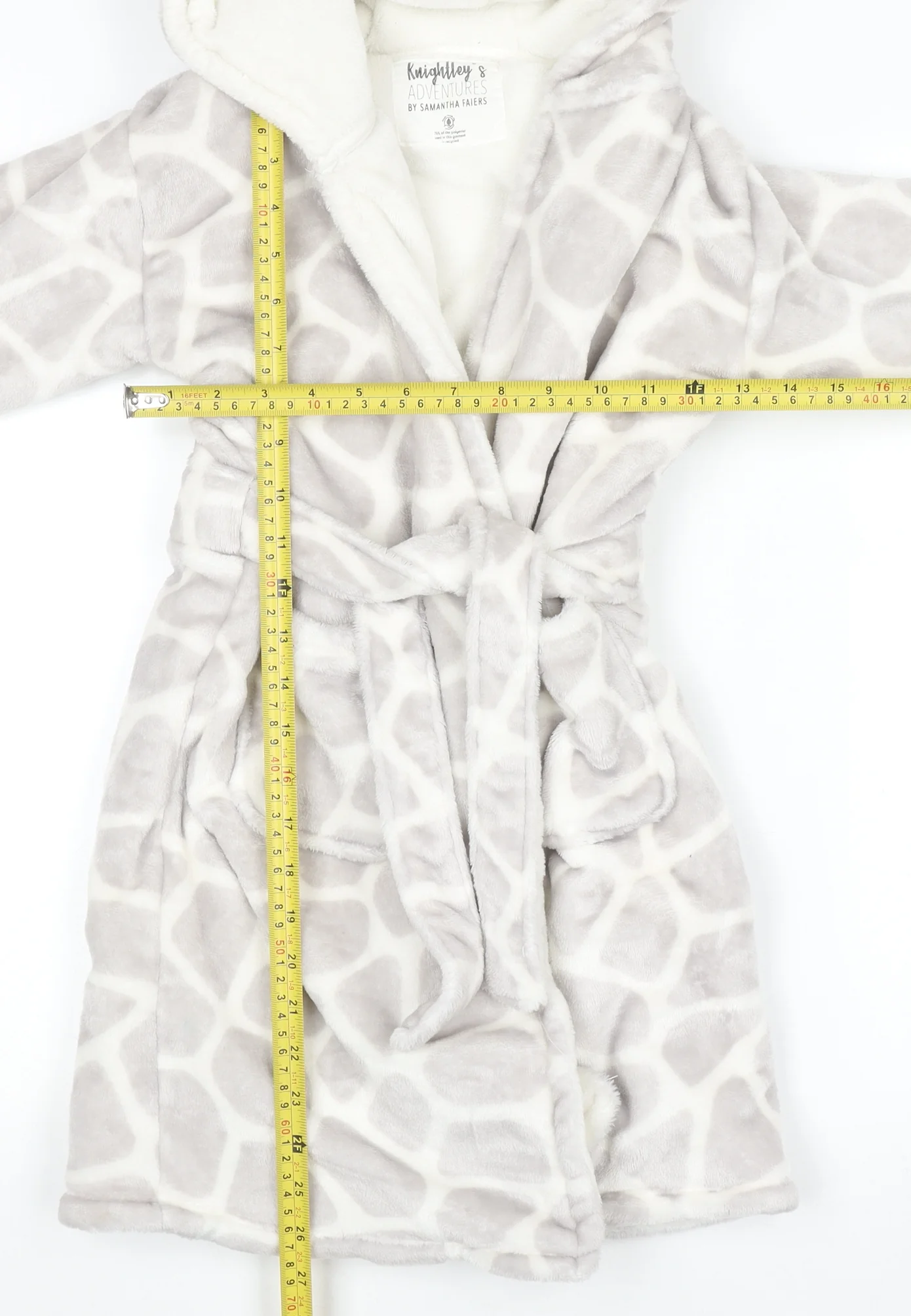 Knightley’s Adventures Girls Grey Hooded Giraffe Print Fleece Robe 7-8 Years - Image 2