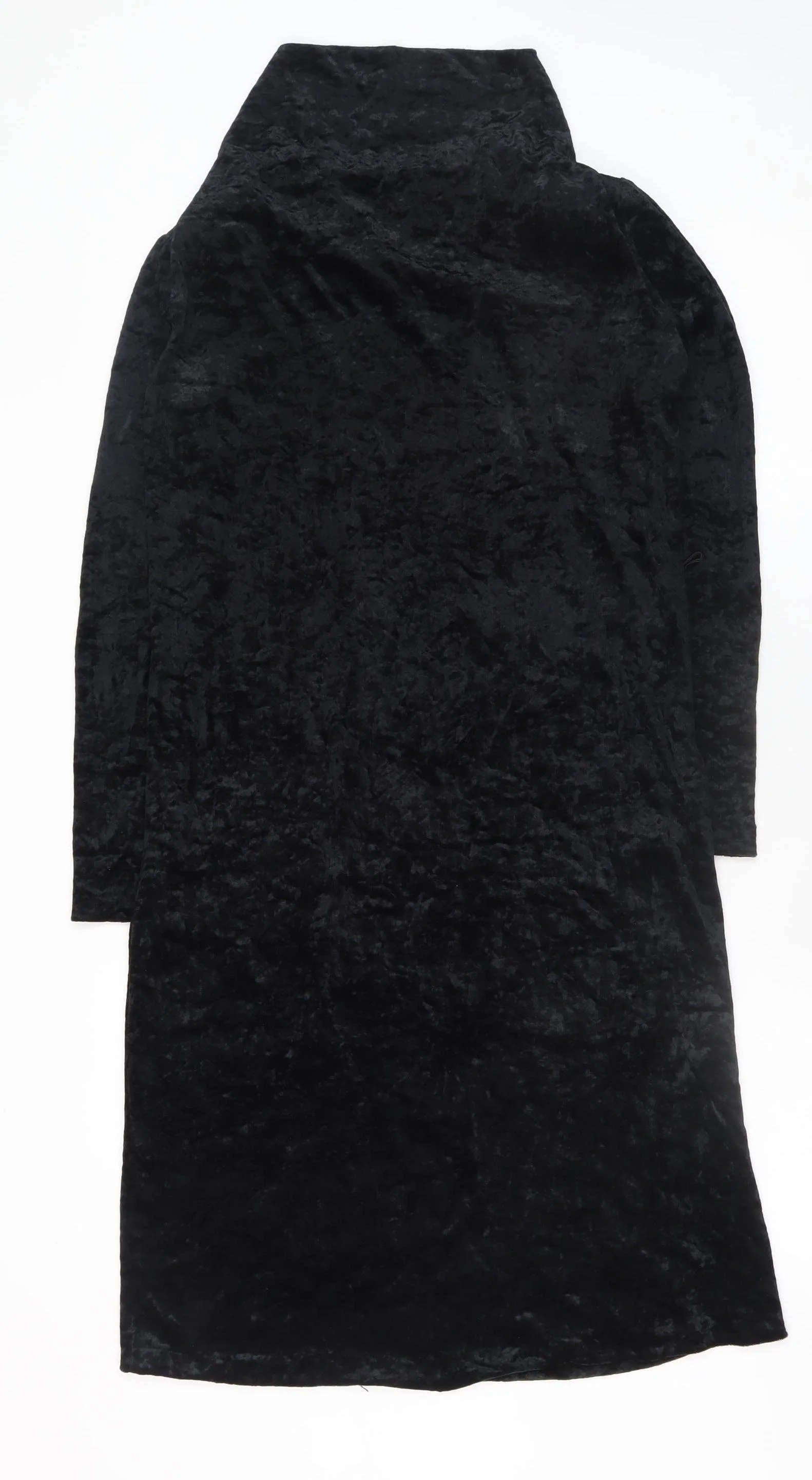 Kriess Women’s Black Velvet High Neck Long Sleeve Midi Shift Dress Size 12