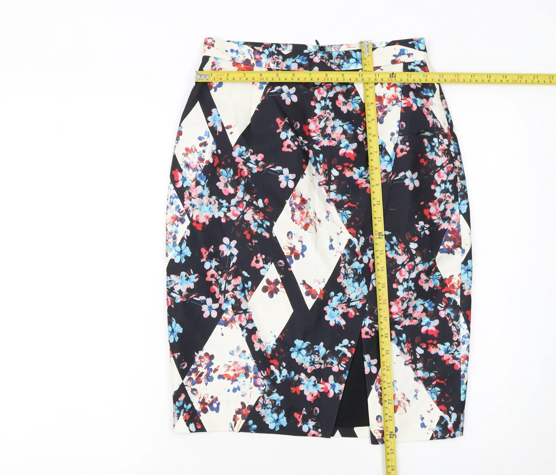 L.K. Bennett Women Multicoloured Floral Silk Blend Pencil Skirt UK 10 - Image 2