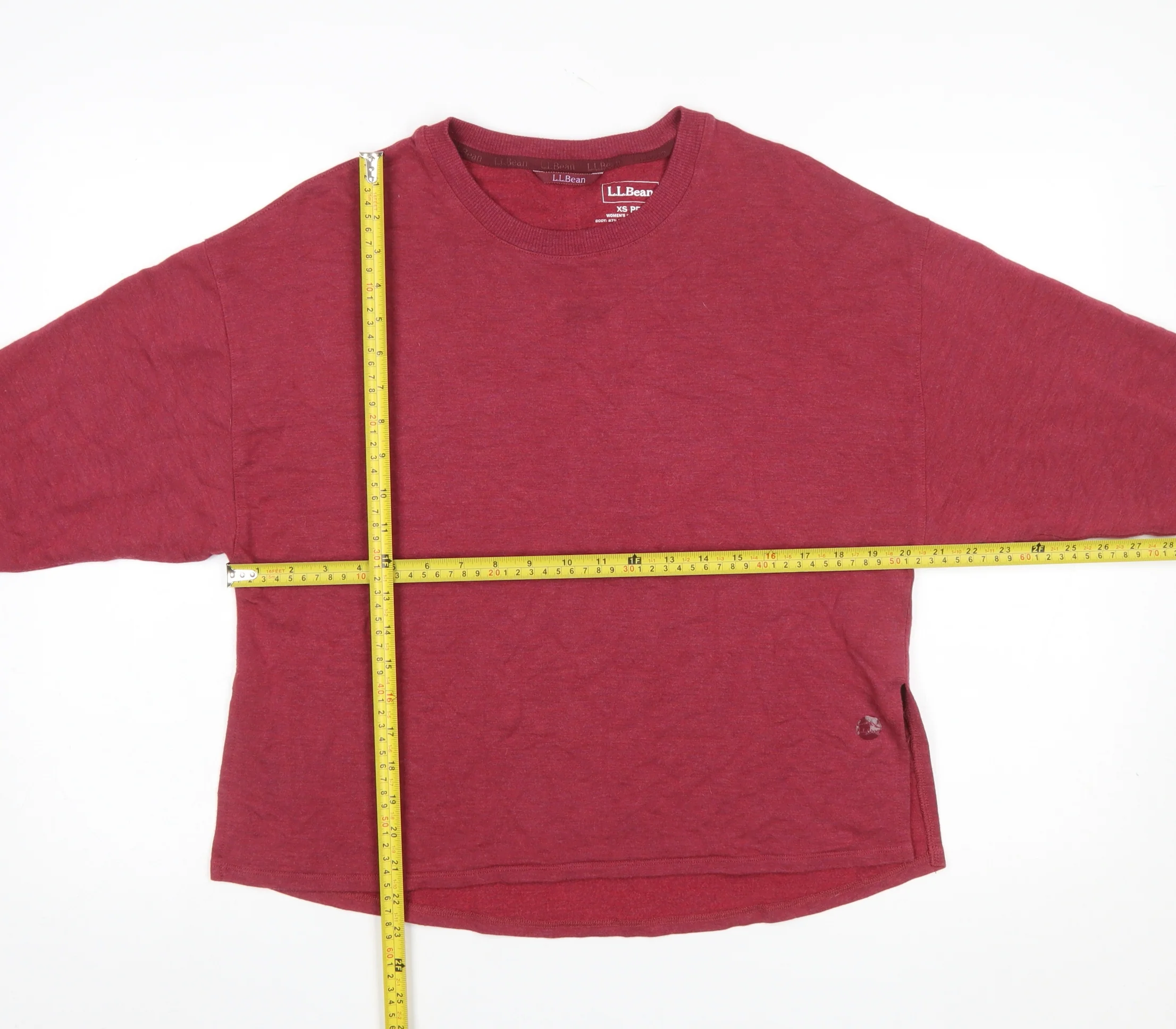 L.L.Bean Women's Red XS Petite Long Sleeve Crew Neck T-Shirt - Image 2