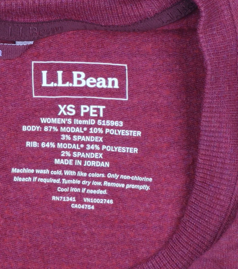 L.L.Bean Women's Red XS Petite Long Sleeve Crew Neck T-Shirt - Image 4