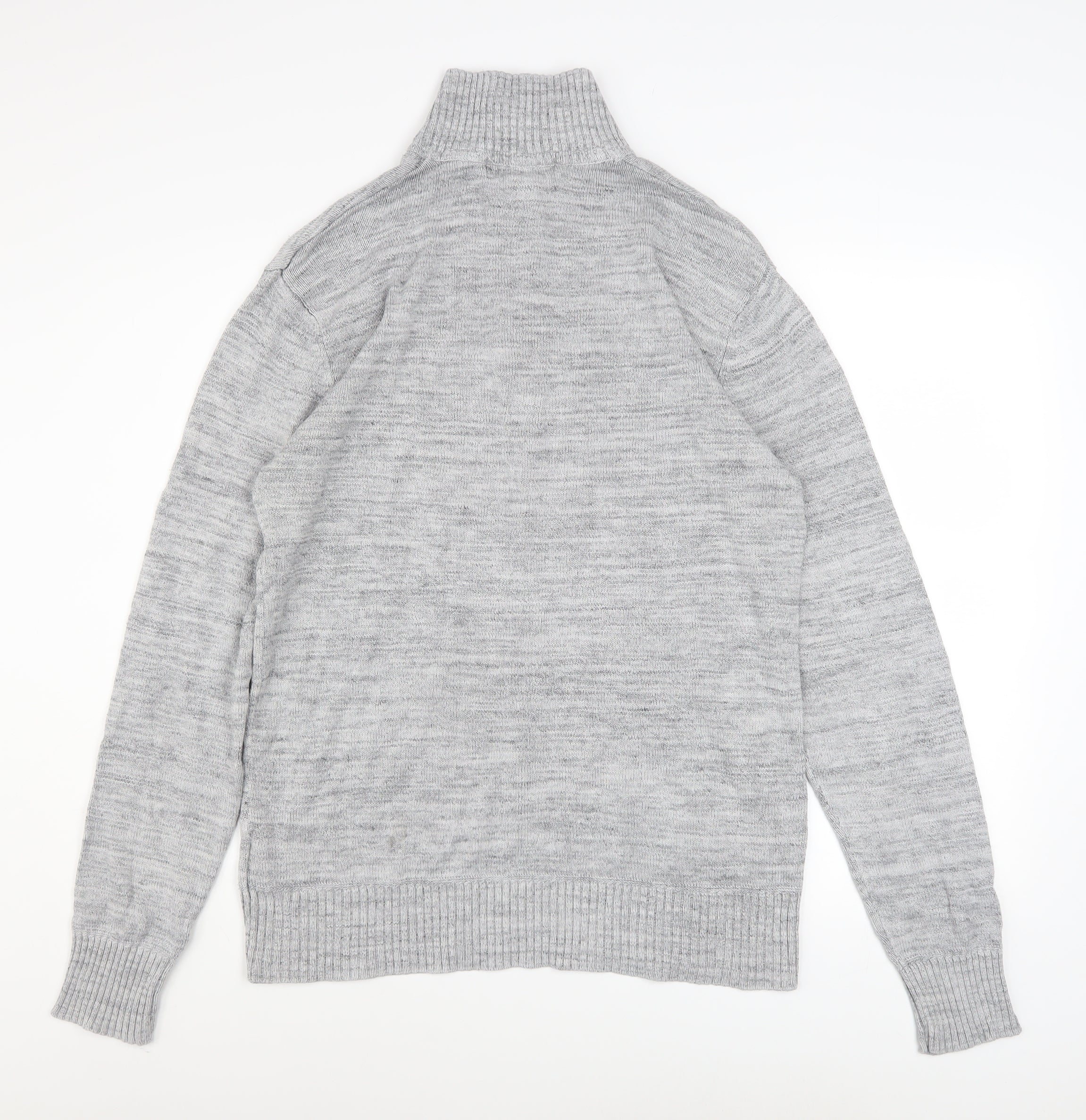 L.O.G.G. Men's Grey Cotton 1/2 Zip High Neck Jumper M - Image 3