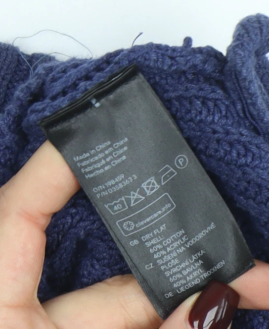 L.O.G.G. Womens Blue Chunky-Knit Crew Neck Pullover Jumper Size XS - Image 5