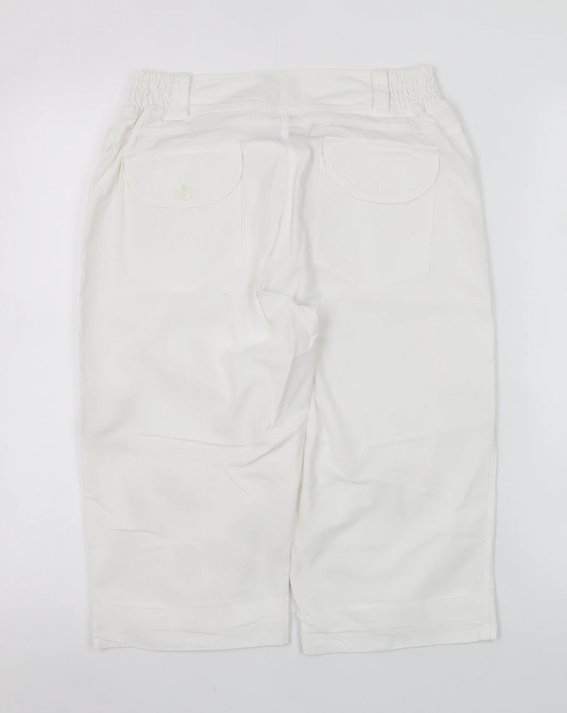 La Cotonnière Women White L Cargo Cotton Shorts - Image 3
