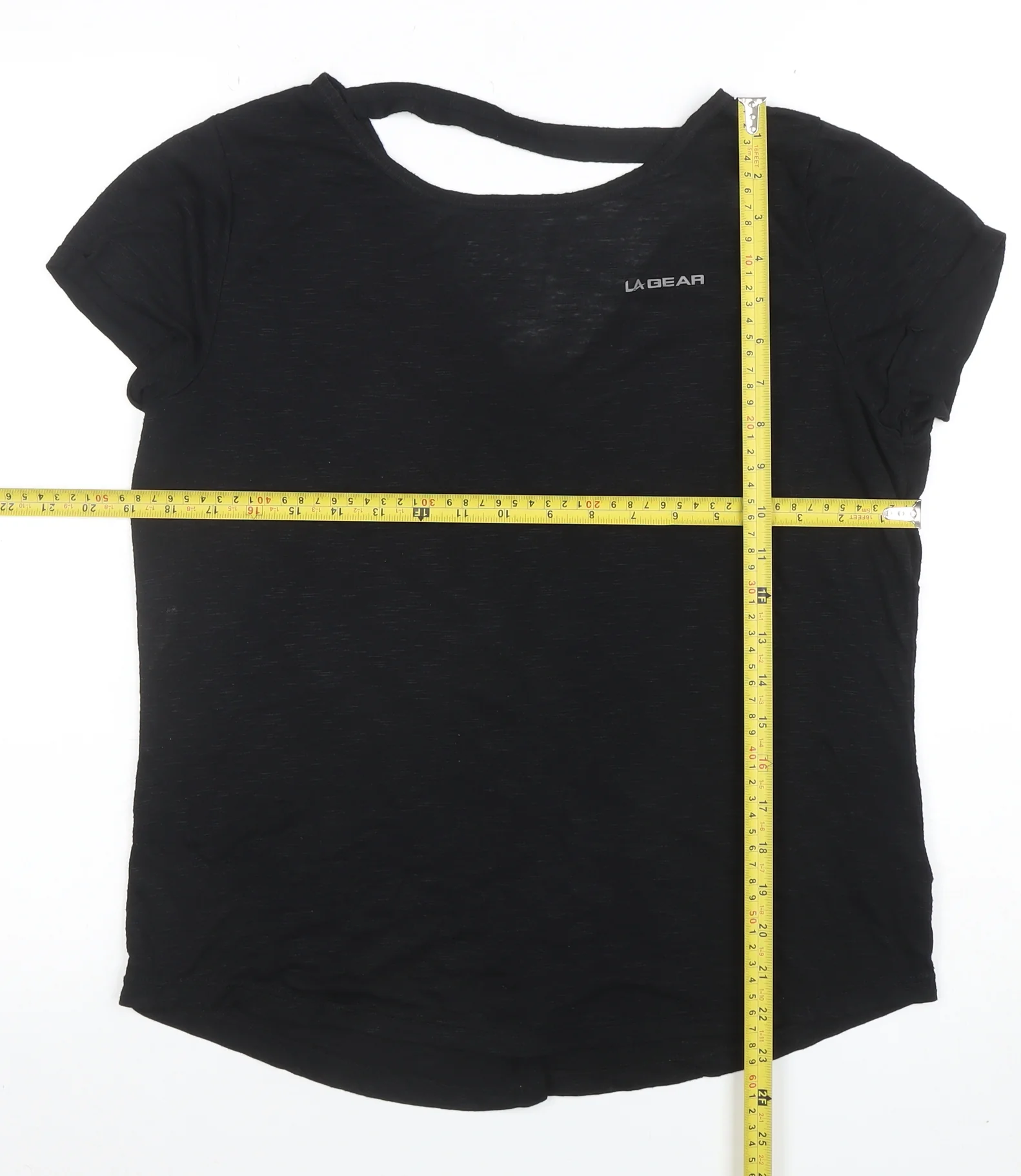 LA Gear Womens Black V-Neck Short Sleeve Basic T-Shirt Size 14 - Image 2