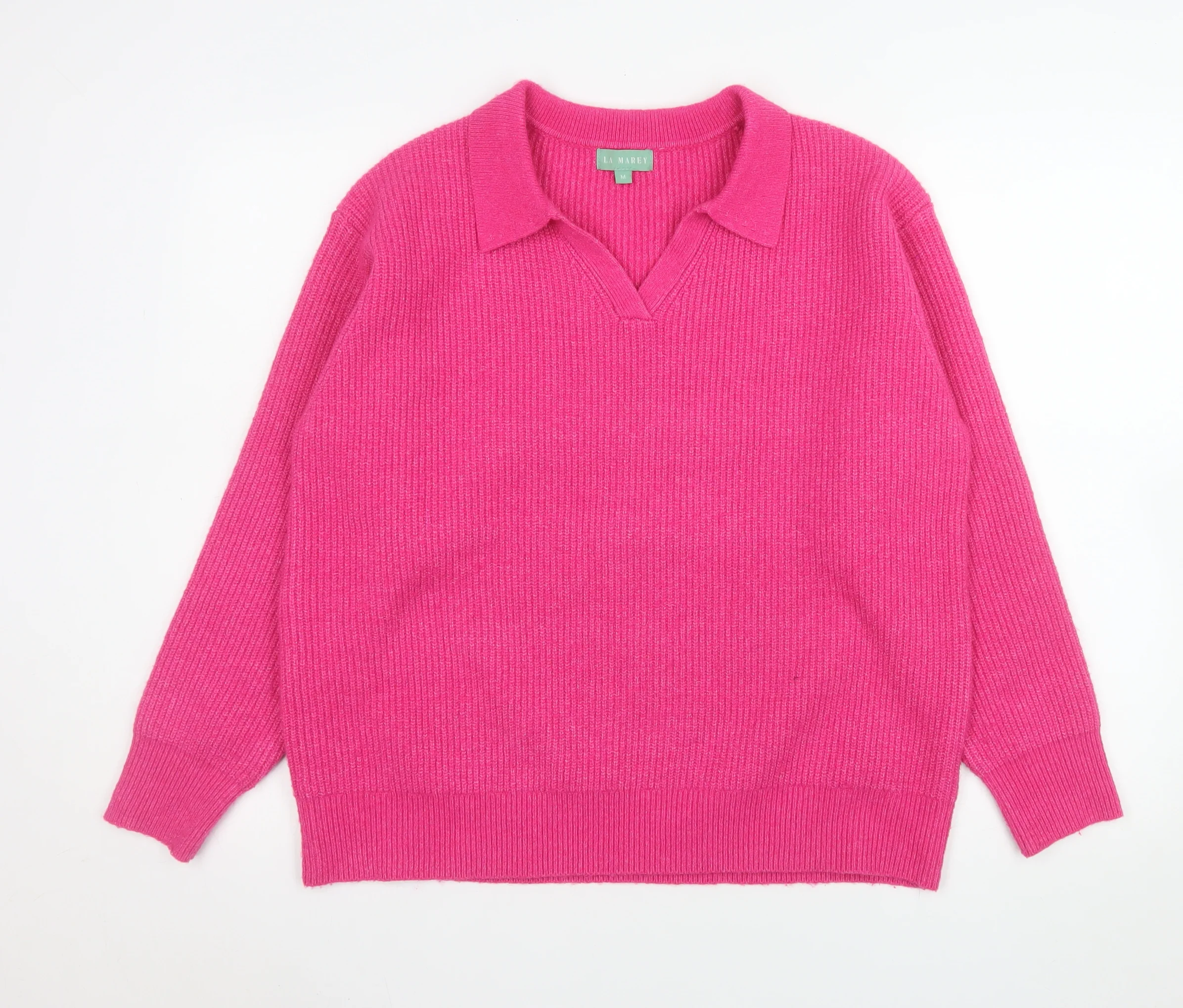 La Marey Women's Pink Collared Pullover Knit Jumper Size M