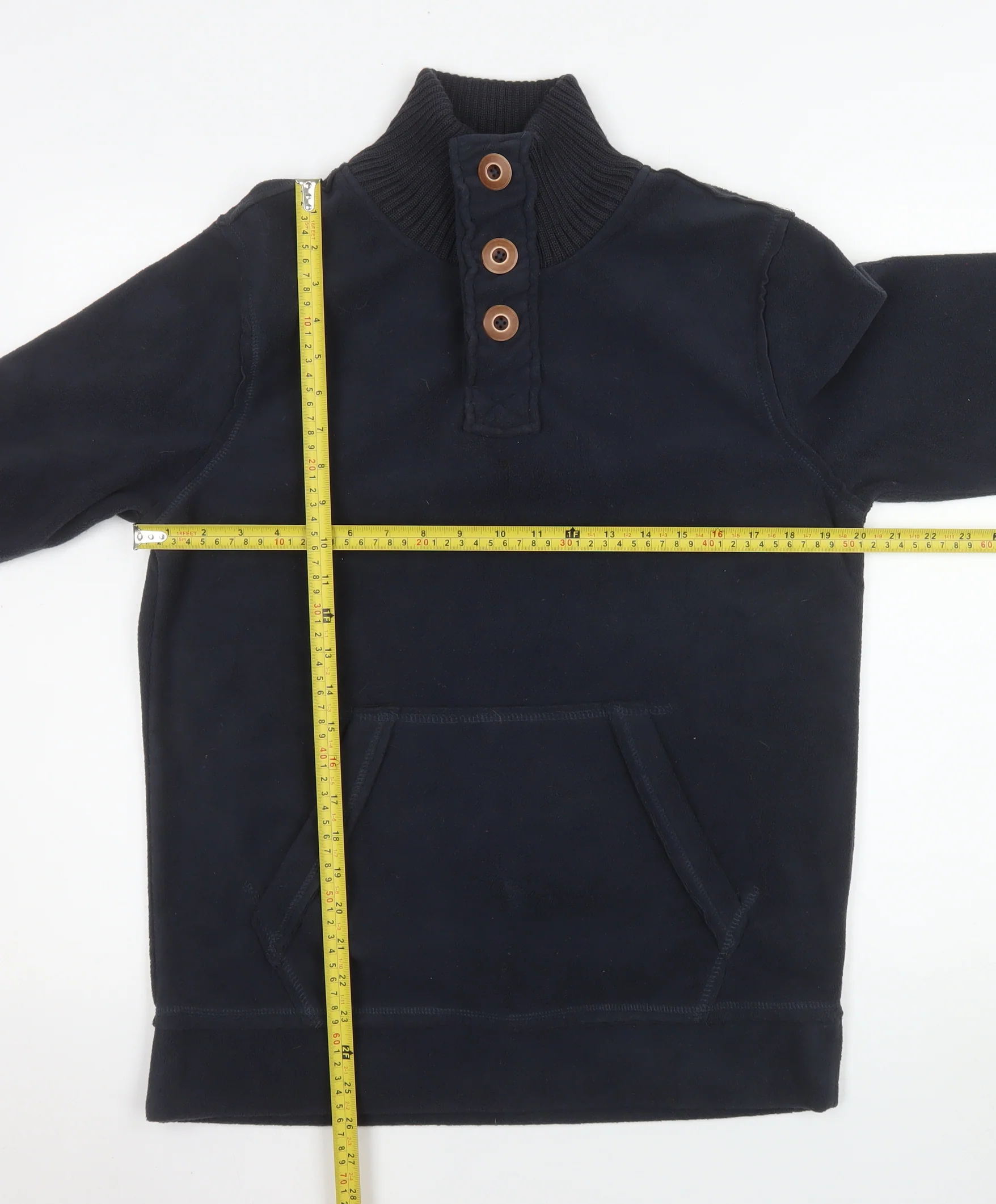 La Redoute Création Men's Blue Henley Fleece Sweatshirt Medium - Image 2