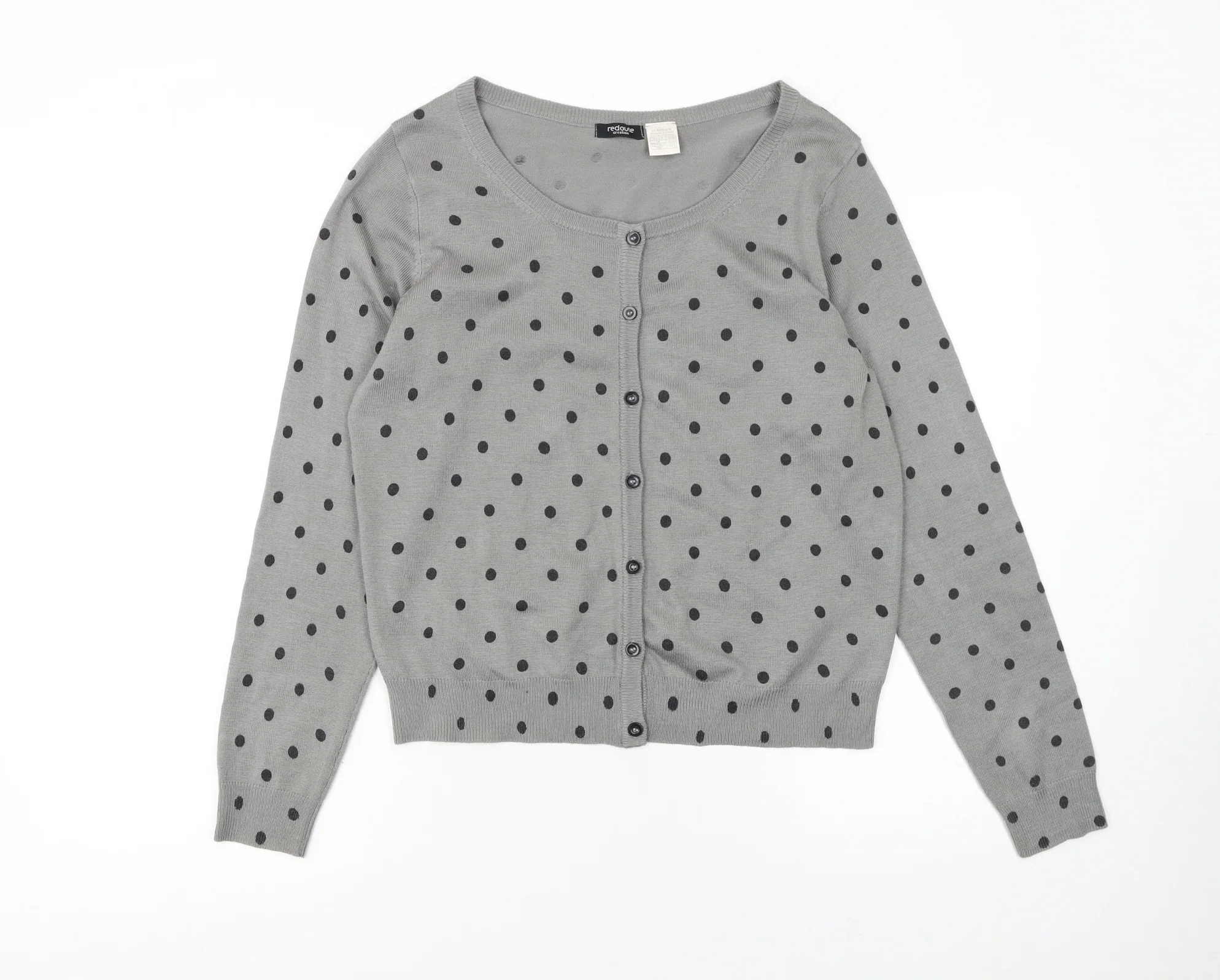 La Redoute Women Grey Polka Dot Button Cardigan Size 12/14
