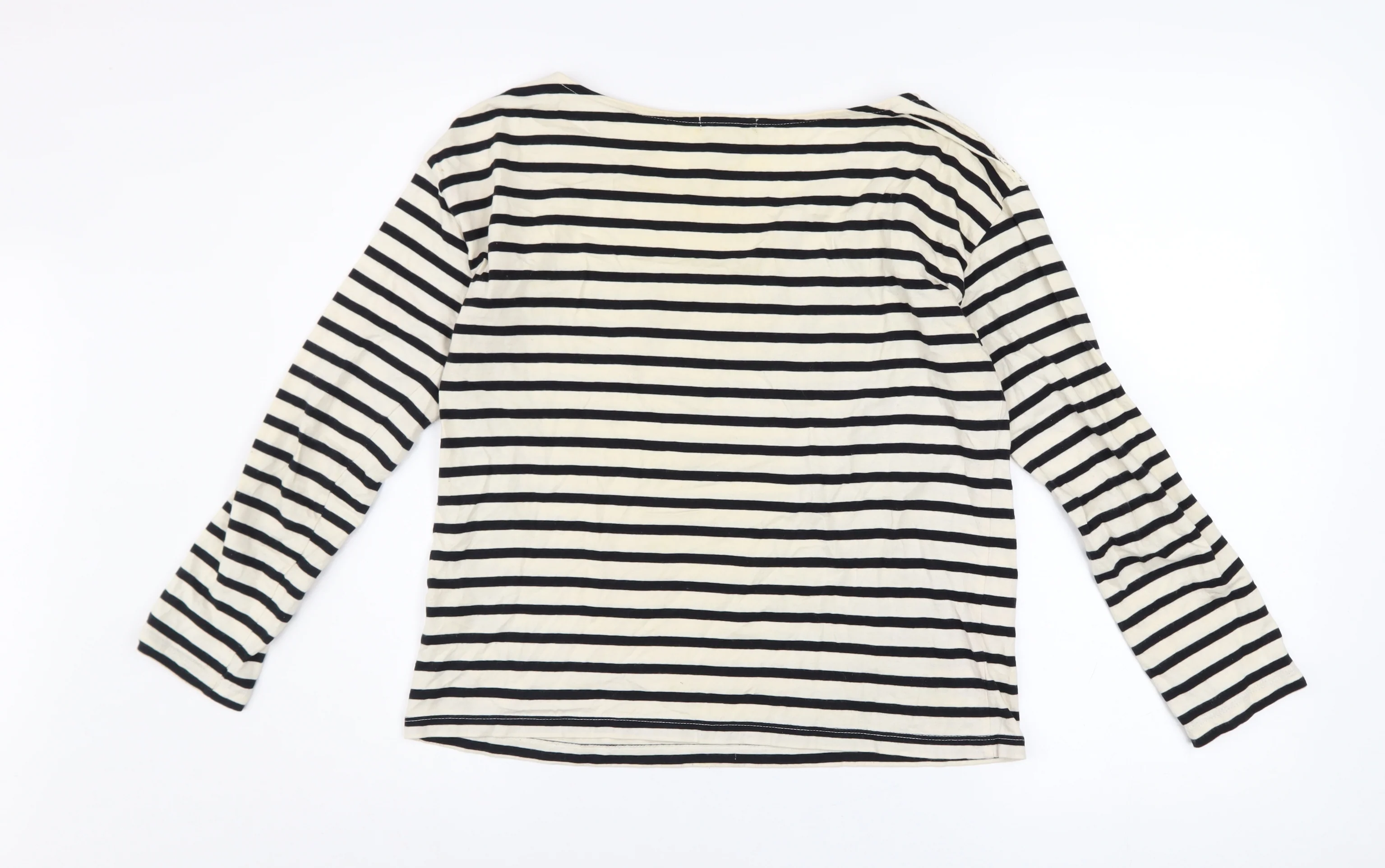 La Redoute Women’s Black & Ivory Striped Lace Long Sleeve T-Shirt UK 6/8 - Image 3