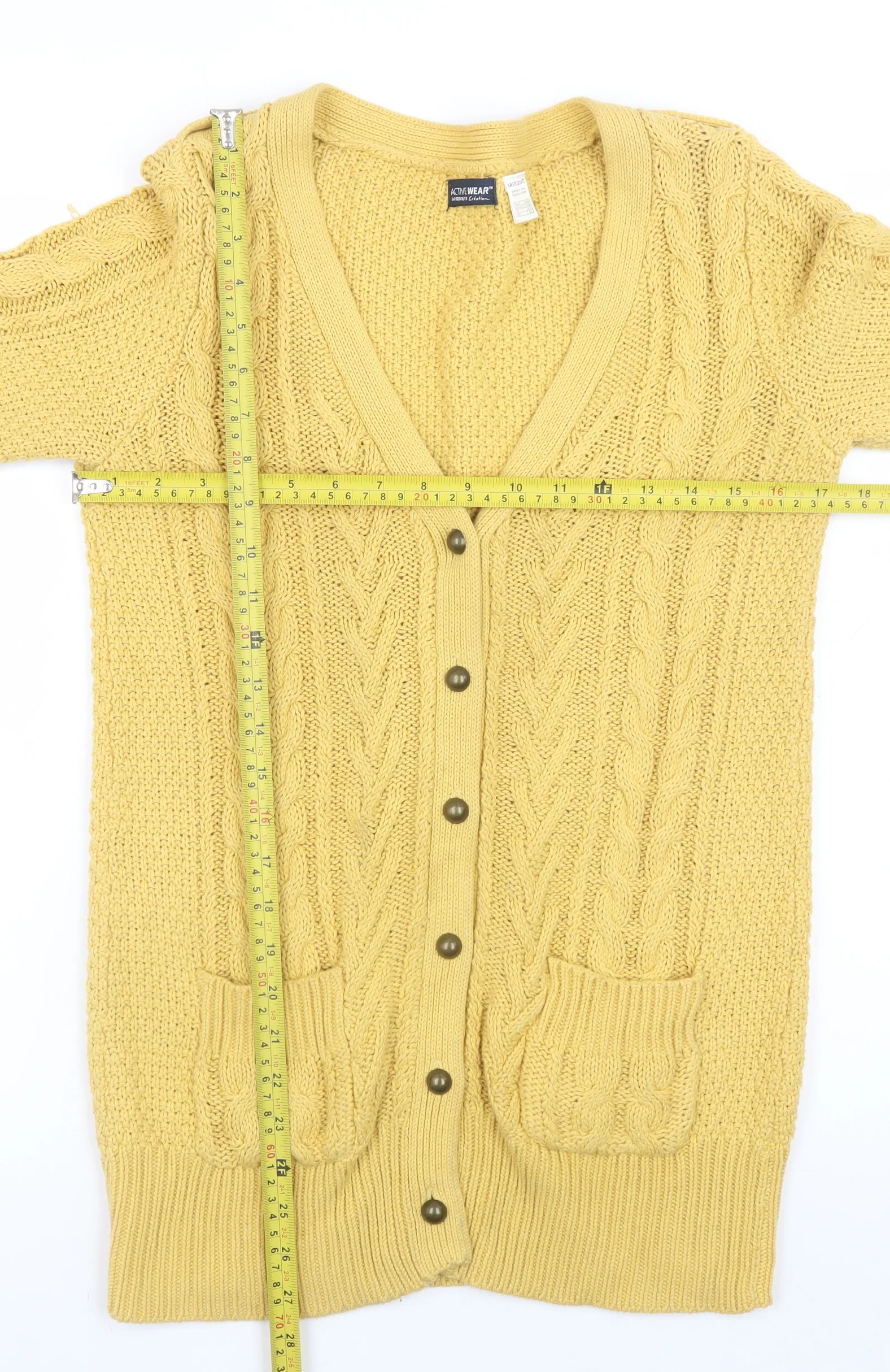La Redoute Women Yellow Cable-Knit Cardigan Size 8/10 - Image 2