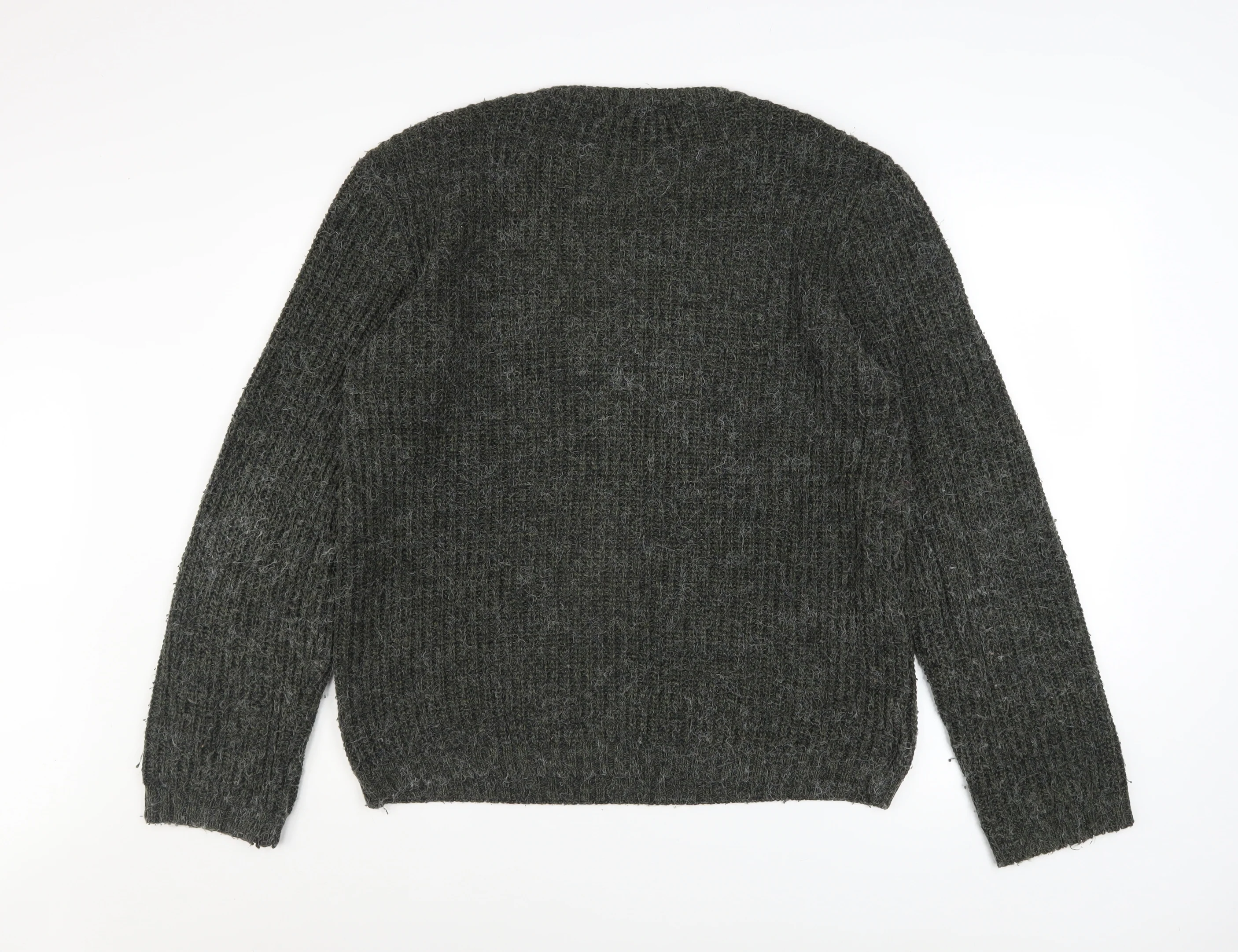 Label Lab Men's Grey Wool Blend Chunky Knit Jumper Size M - Image 3