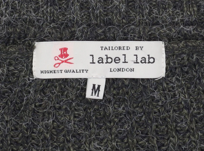 Label Lab Men's Grey Wool Blend Chunky Knit Jumper Size M - Image 4