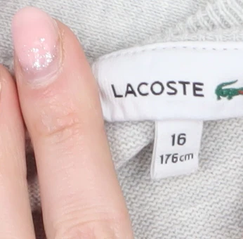 Lacoste Boys Grey Cotton Crew Neck Pullover Jumper Size 16 Years - Image 5
