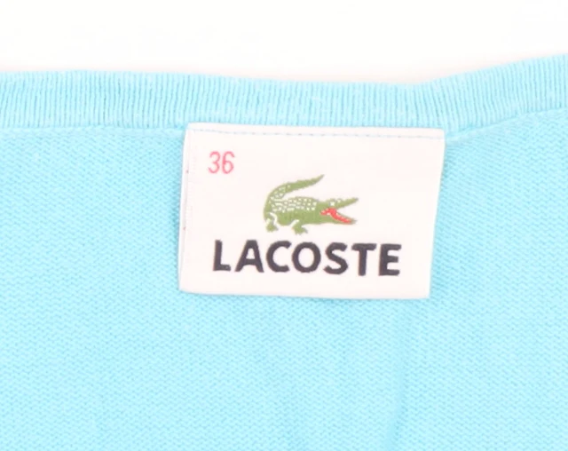 Lacoste Men Blue V-Neck Cotton Pullover Jumper Size S - Image 4