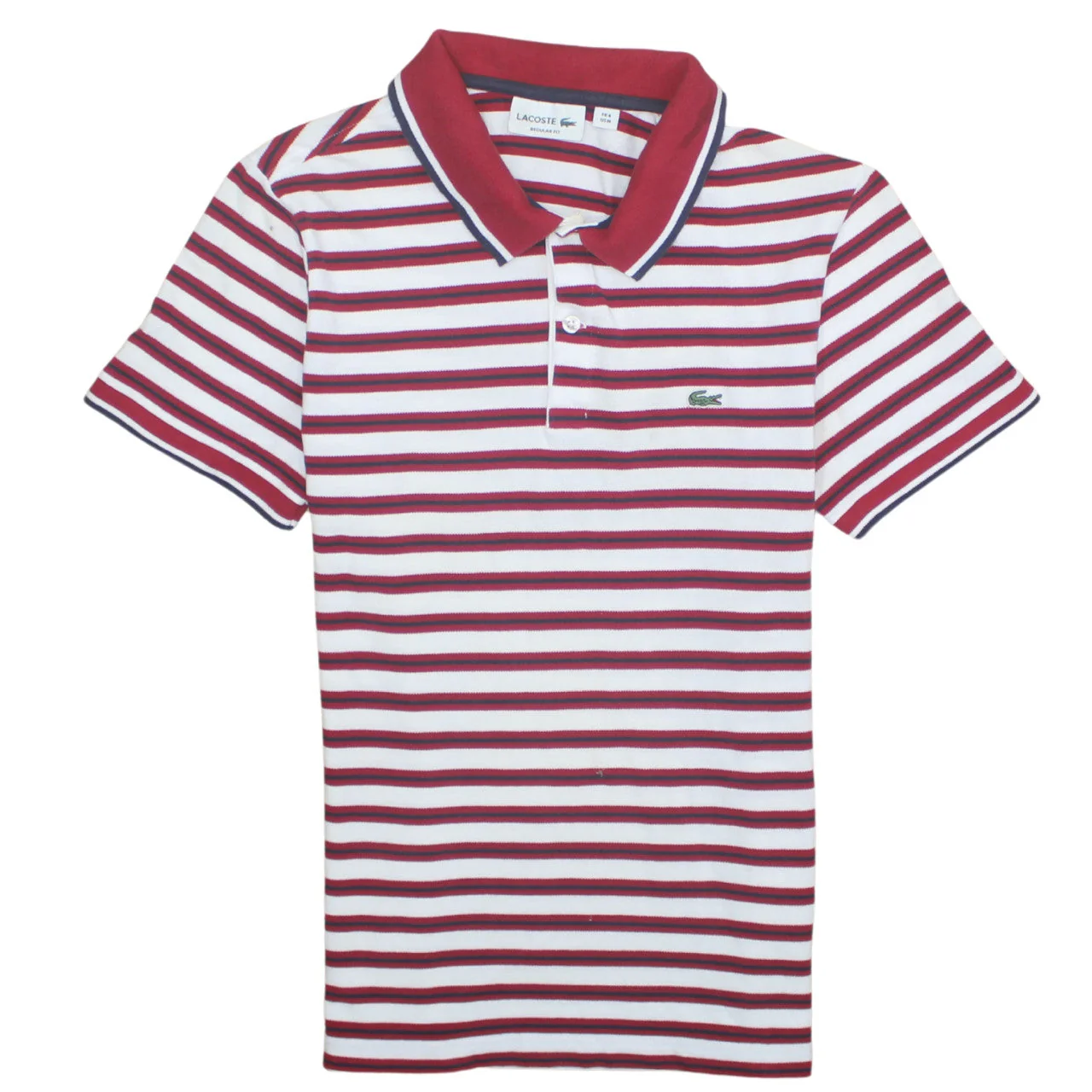 Lacoste Men’s Red White Striped Regular Fit Cotton Polo Shirt M