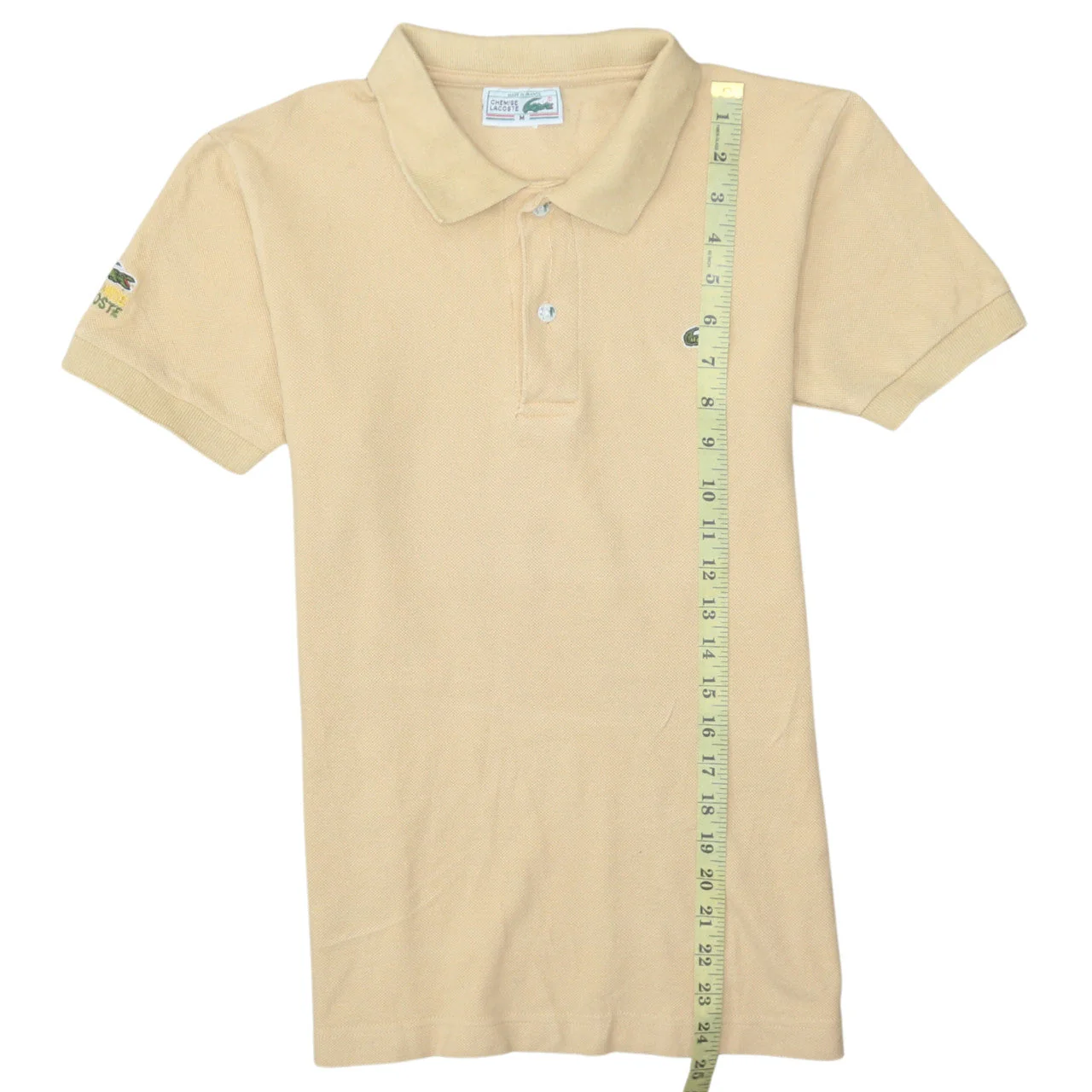 Lacoste Men's Beige Vintage Cotton Polo Shirt M Short Sleeve - Image 3