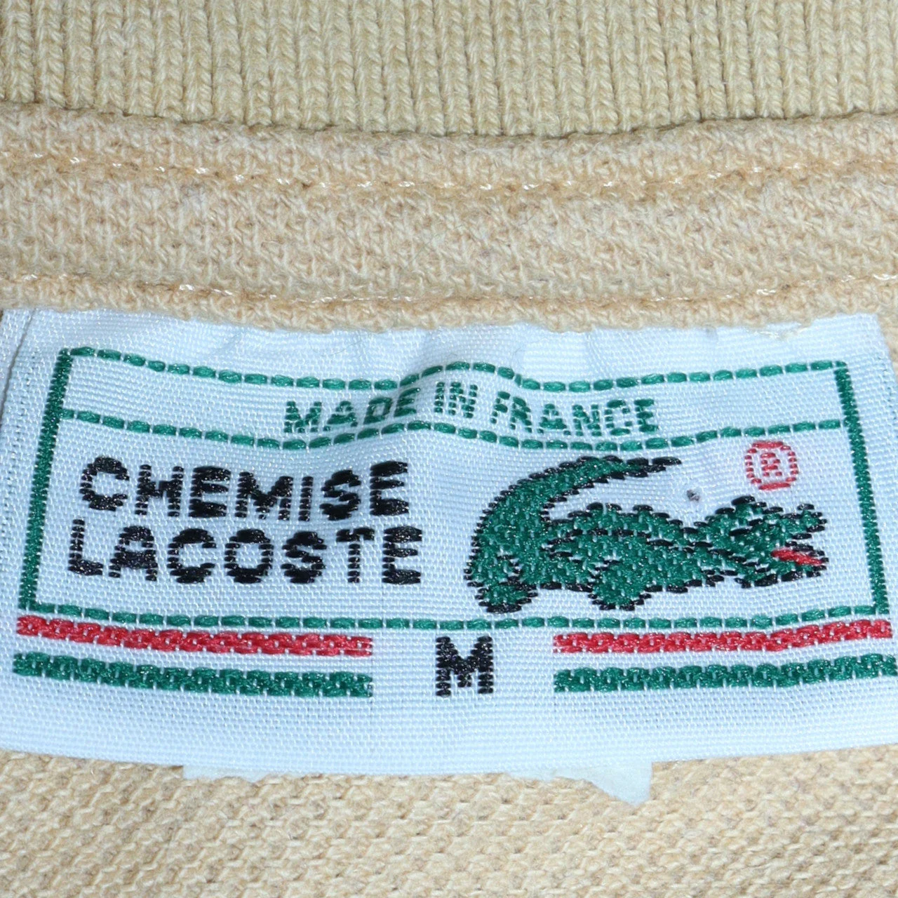 Lacoste Men's Beige Vintage Cotton Polo Shirt M Short Sleeve - Image 5