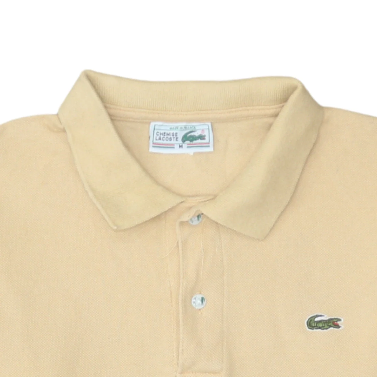 Lacoste Men's Beige Vintage Cotton Polo Shirt M Short Sleeve - Image 7