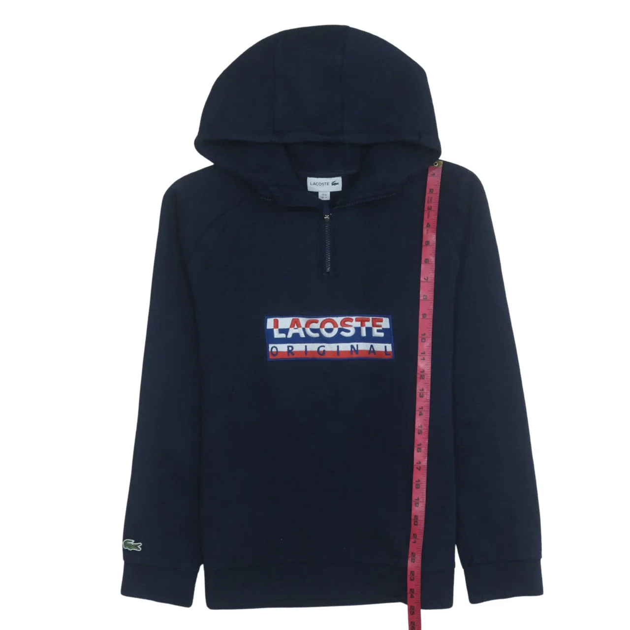 Lacoste Men's Blue 1/4 Zip Hooded Sweatshirt M Pullover Fleece - Image 2